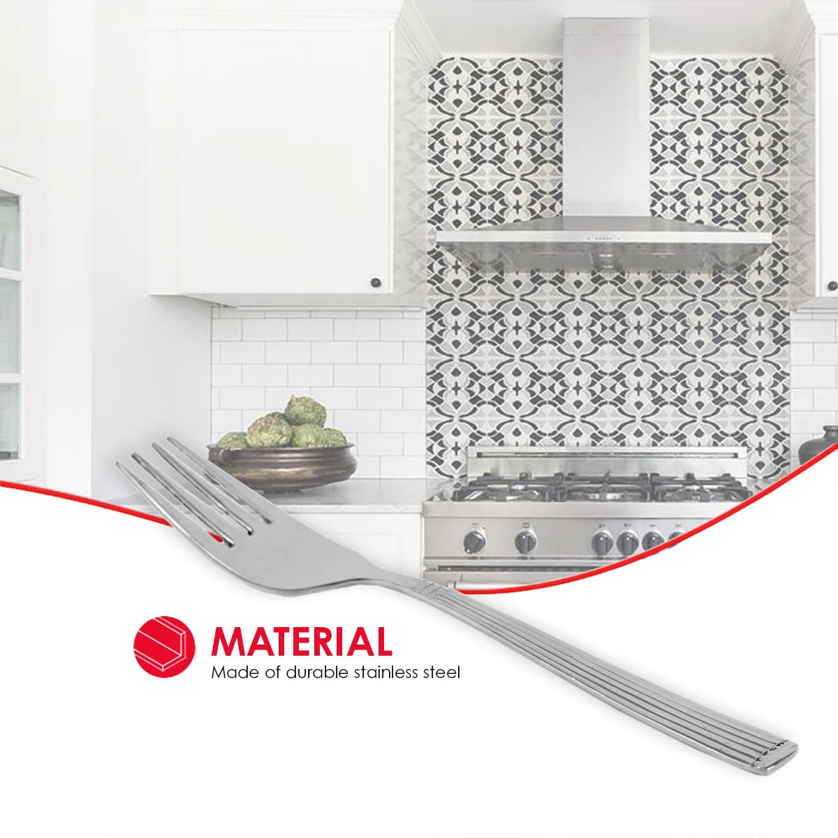 Home Basics Eternity Mirror Finish 4 Piece Stainless Steel Cutlery Flathware, Silver (Dinner Fork)