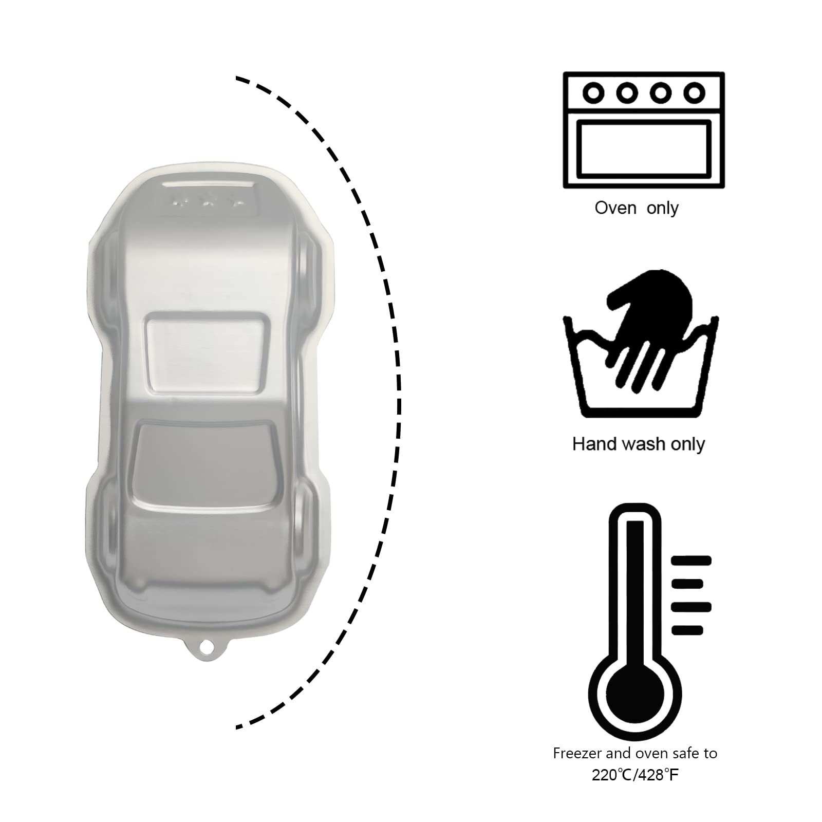 kefyixc Car Shaped Cake Pan - Aluminum Baking Tin for Birthday & Occasion Cakes - Silver Color