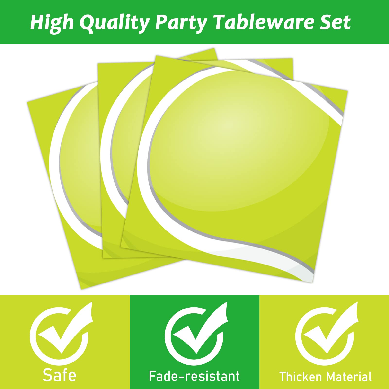 Wiooffen 96Pcs Tennis Party Decorations Supplies Tennis Ball Themed Sports Birthday Party Disposable Plates Napkins Set For Baby