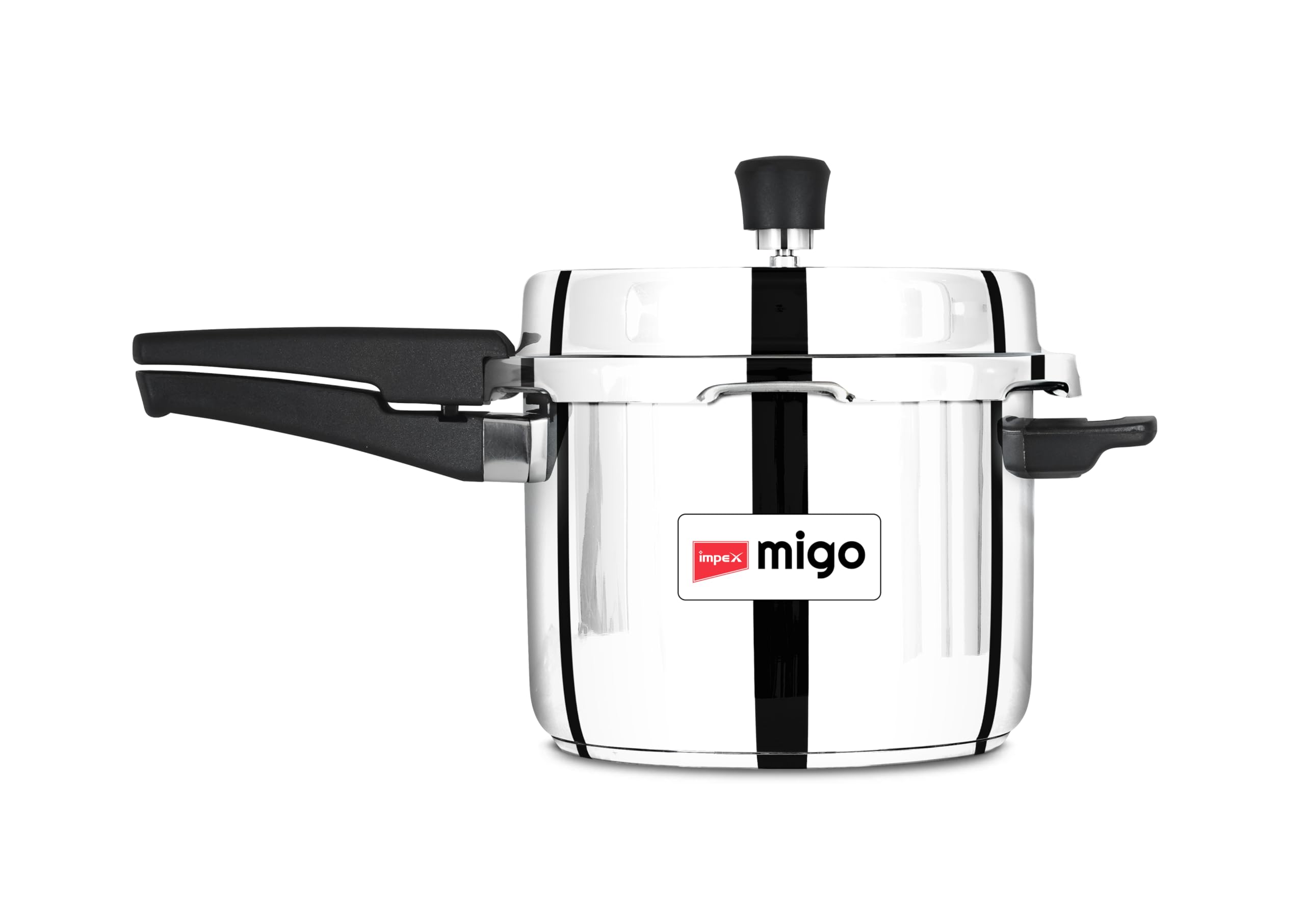 Impex 5 Litre Stainless Steel Pressure Cooker | Outer Lid Induction Base Pressure Cooker | Induction And Gas Stove Competable | 