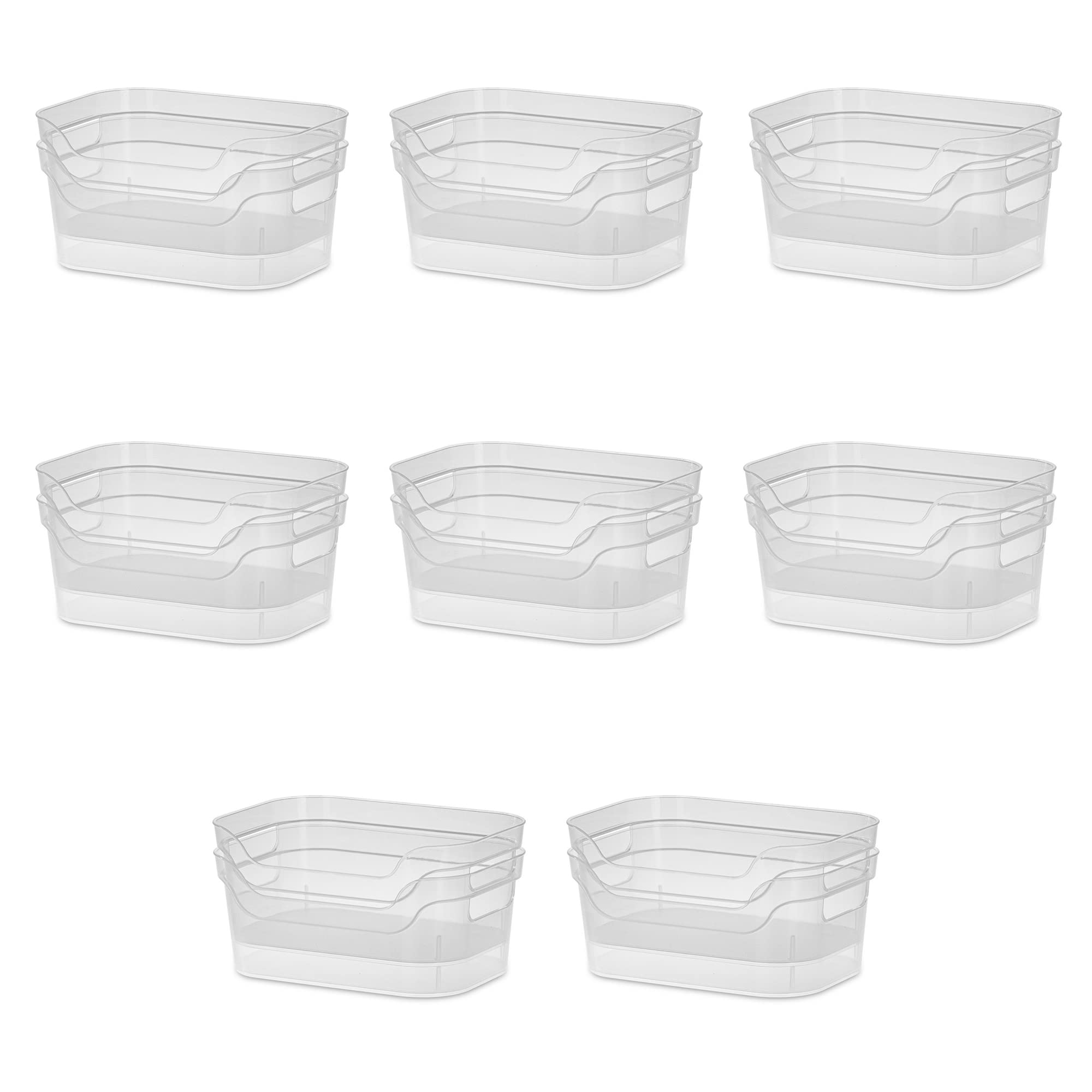 Sterilite 9.5 X 6.5 X 4 Inch Small Open Scoop Front Clear Storage Bin With Comfortable Carry Through Handles For Household Organ