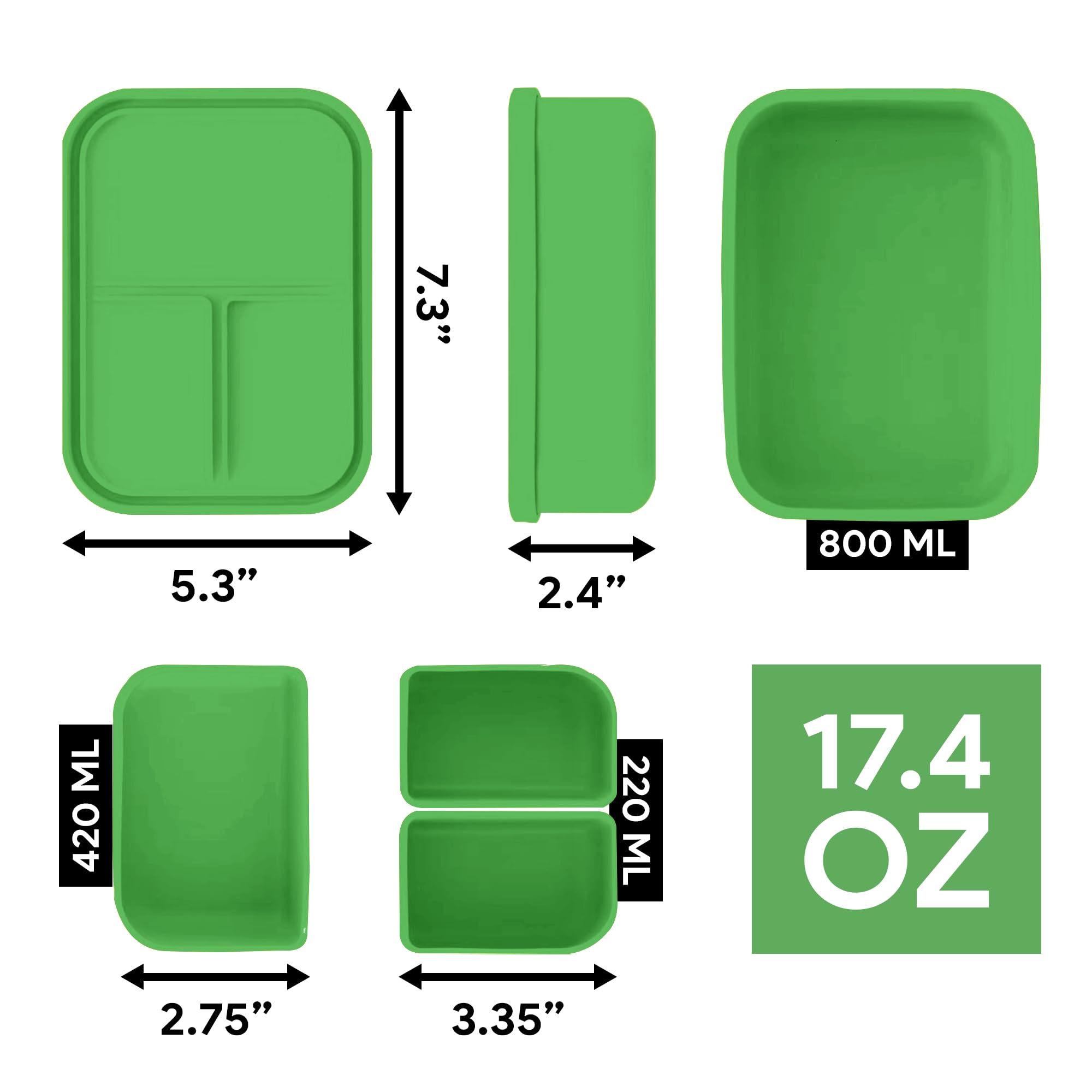 Versatyle Bento Lunch Box With 3 Compartments -For Adults And Kids, Ideal For Meal Prep And Portion Control-Leakproof, Microwave