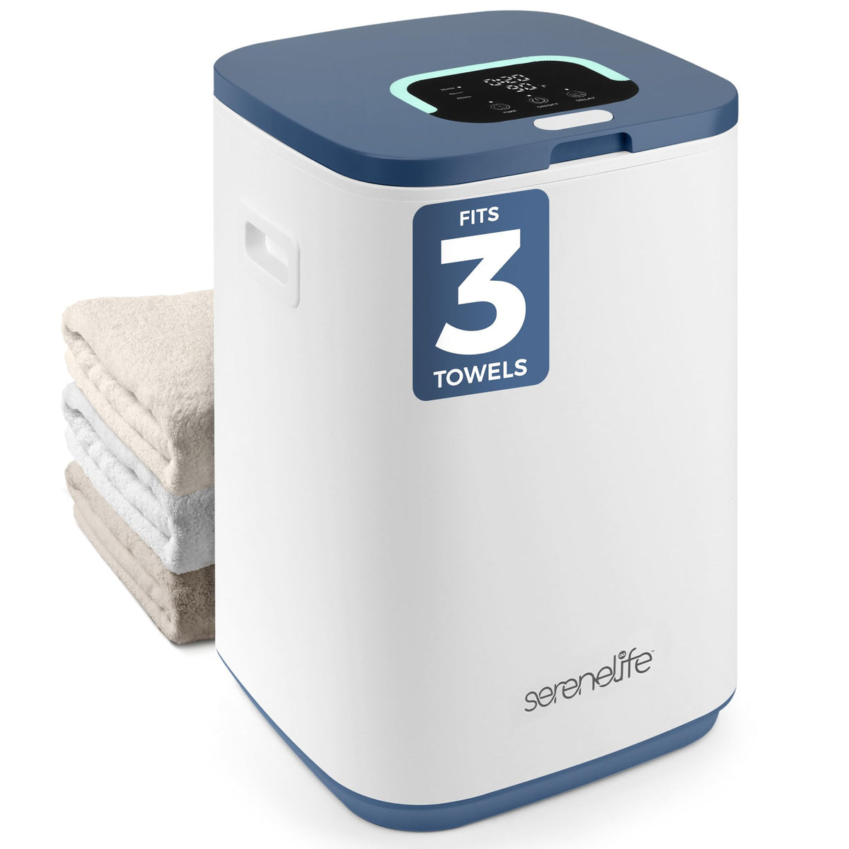 Serenelife Square Towel Warmer For Bathroom, Fits 3 Large Towels, Luxury Heater Bucket With Led Display, 24-Hour Delay, 3 Heatin