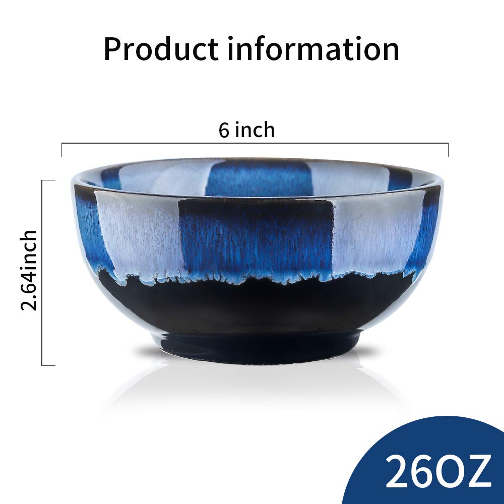 Koov 24 Ounce Soup Bowl Set, Porcelain Cereal Bowls Microwave And Dishwasher Safe, Ceramic Kitchen Bowls For Oatmeal Breakfast,