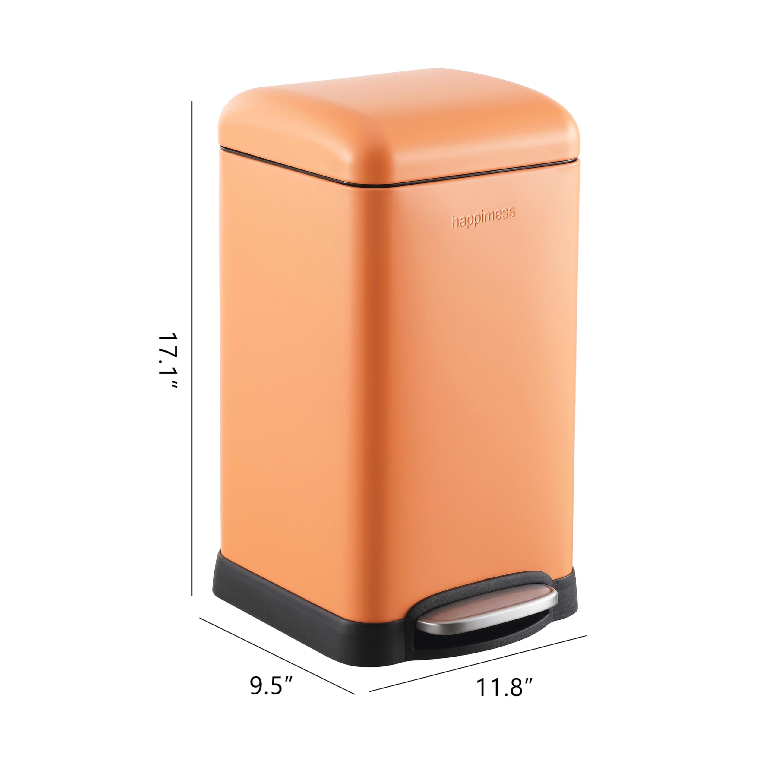 Happimess Hpm1012K Betty Retro Mini 3.2-Gallon Step-Open Trash Can, Carrot Cake,With Soft-Close Lid, Fingerprint Resistant, Mode