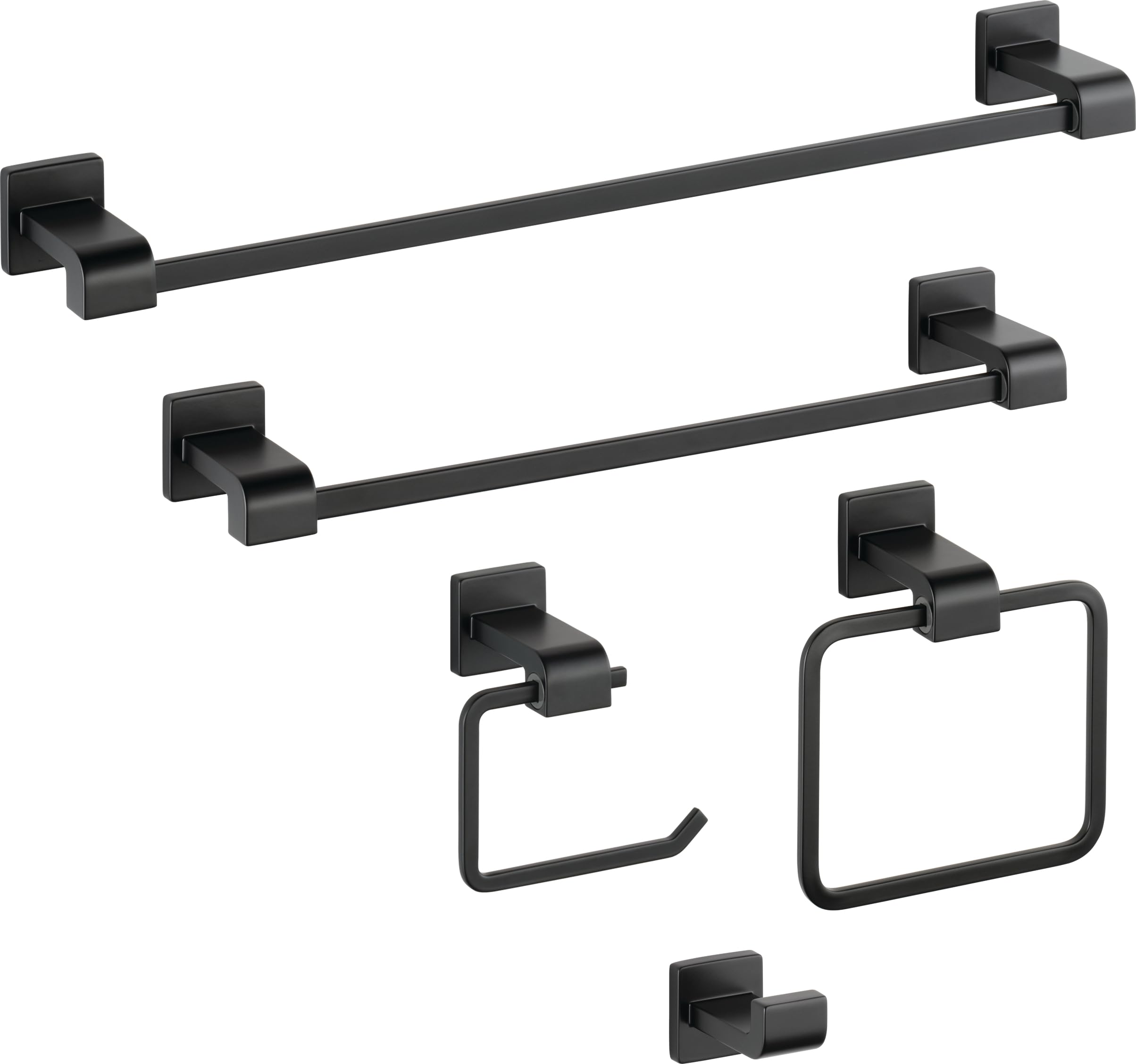 Delta 77546-Bl Ara Wall Mount Square Closed Towel Ring Bath Hardware Accessory In Matte Black
