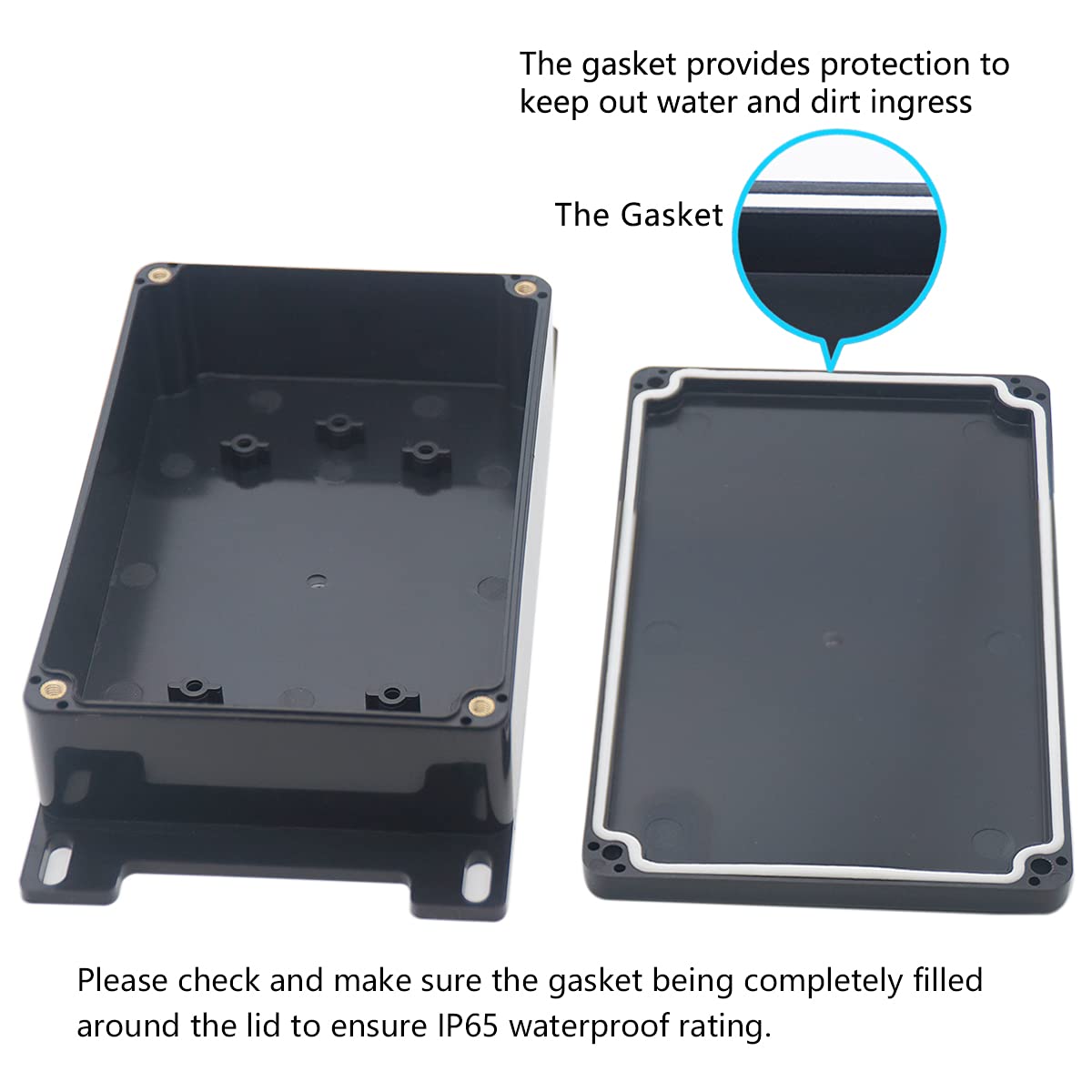 Junction Box, Zulkit Project Box Waterproof Dustproof Ip65 Abs Universal Electrical Boxes Enclosure With Fixed Ear Black 591 X 3