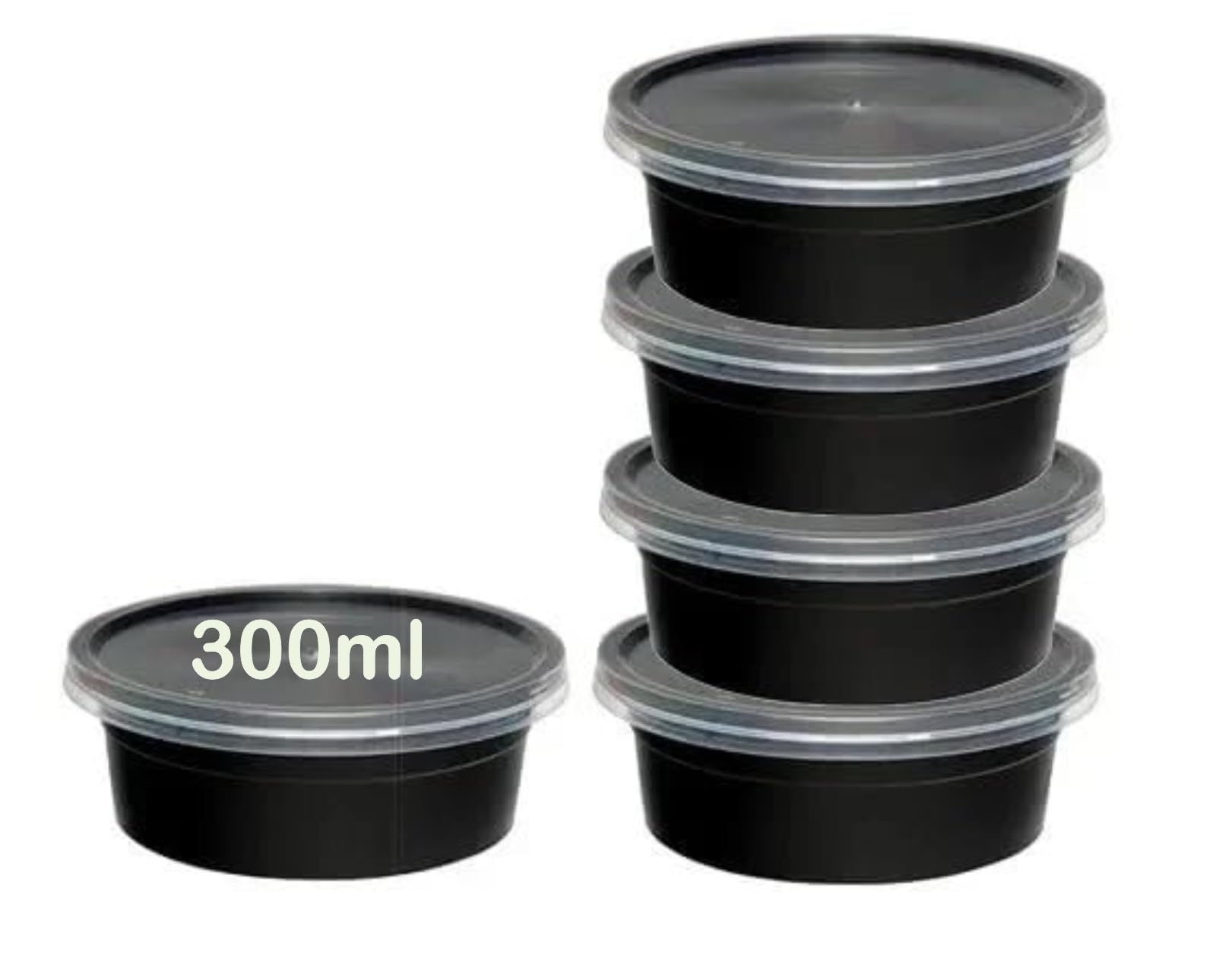Foods 300Ml Round Food Containers With Lids  Set Of 25 | Airtight Reusable Plastic Containers | Microwave Safe | For Meal Prep,