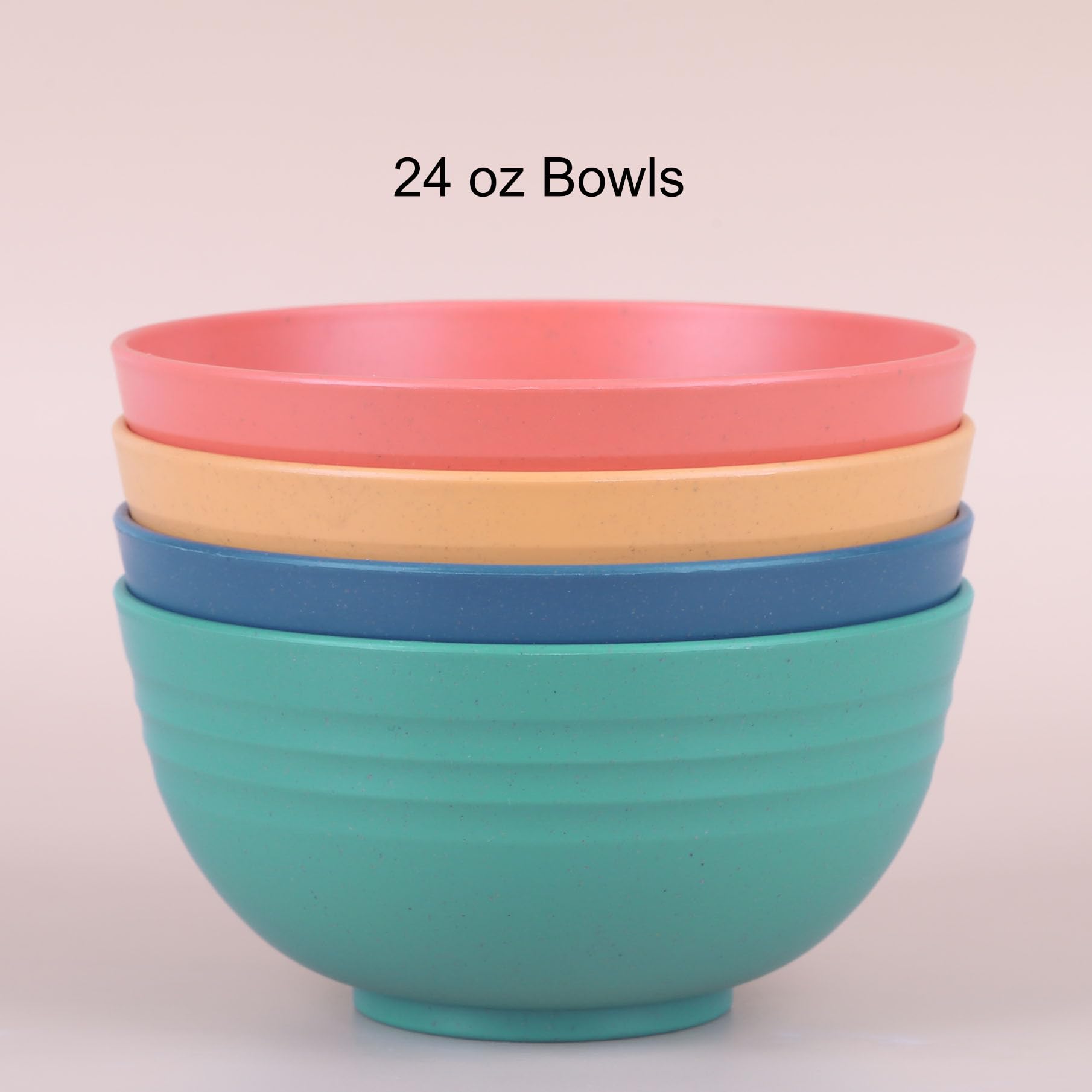 Luckyzone Unbreakable Cereal Bowls - 24 Oz Reusable Wheat Straw Bowl Set Of 4 - Dishwasher & Microwave Safe - Perfect For Cereal