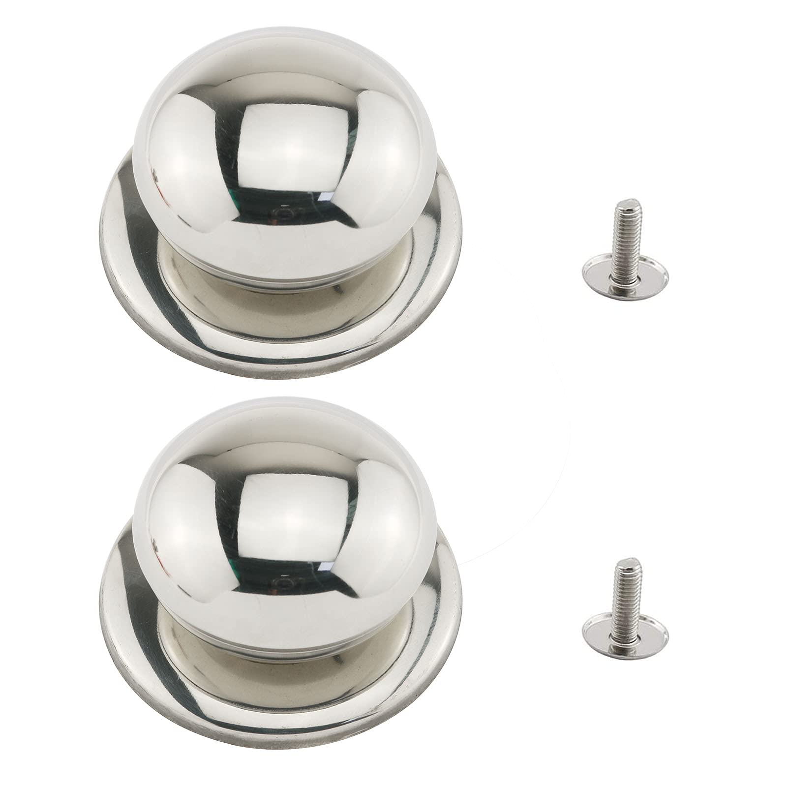 E-Outstanding Pot Cover Knob Handle 2Pcs 2.1 Inch Universal Stainless Steel Replacement Cookware Pan Pot Lid Handle Circular Han