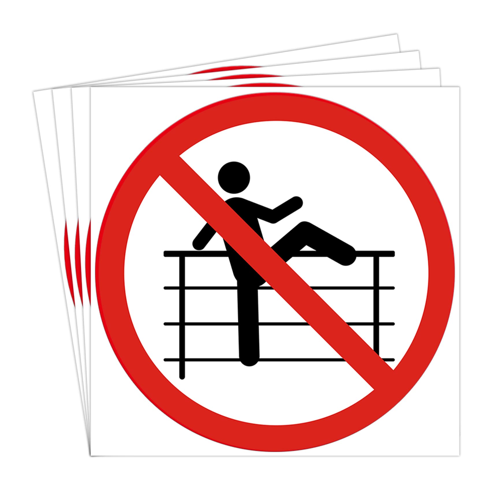Dealzepic - Do Not Play/Climb On Fence Warning Sign - Self Adhesive Peel And Stick Waterproof Warning Vinyl Decal - 3.94 Inches
