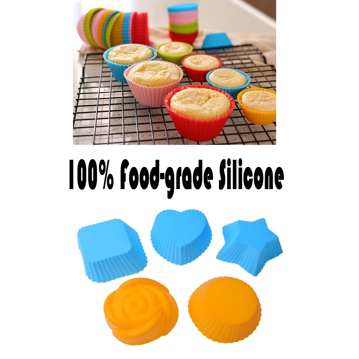Reusable Silicone Cupcake Baking Cups 12 Pack, 2.75 Inch Silicone Baking Cups, Reusable & Non-Stick Muffin Cupcake Liners For Pa