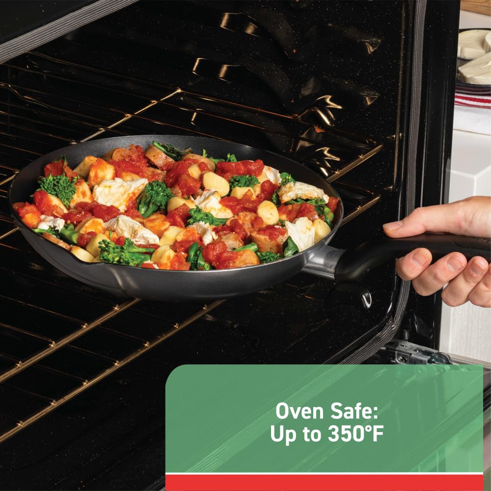 T-fal Initiatives Nonstick Cookware Set 18 Piece, Oven Broiler Safe 350F, Kitchen Cooking Set w/Fry Pans, Saucepans, Stockpots,