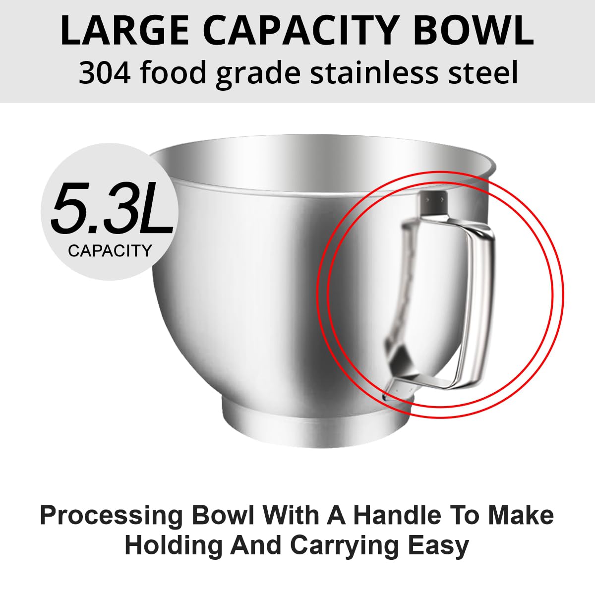 INALSA Stand Mixer 1200W|Pure Copper Motor|5.3L SS Bowl With Splash Guard|Metal Gears for Extra Durability|Accessories Included|