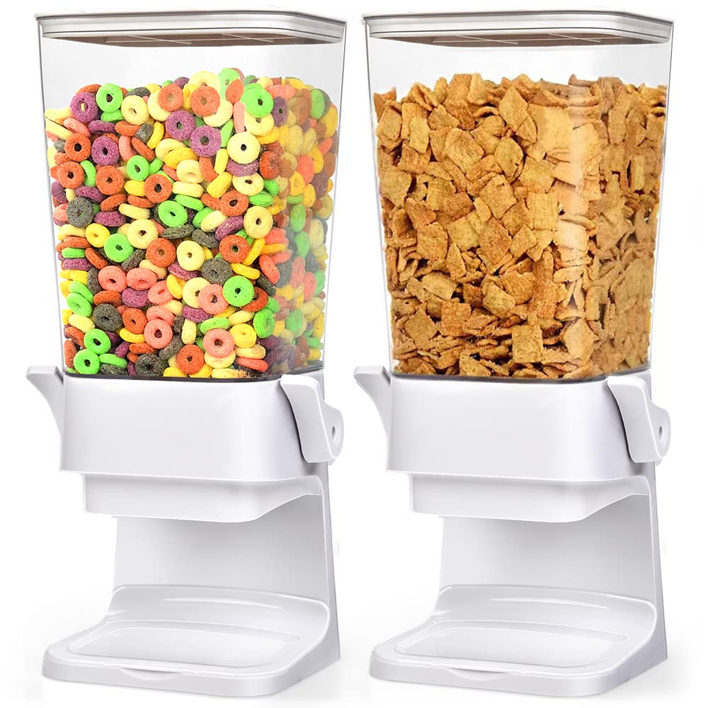 Mivvosakuki Double Cereal Dispenser Countertop Large Cereal Containers Storage Dispenser For Pantry Dry Food Dispenser Counterto