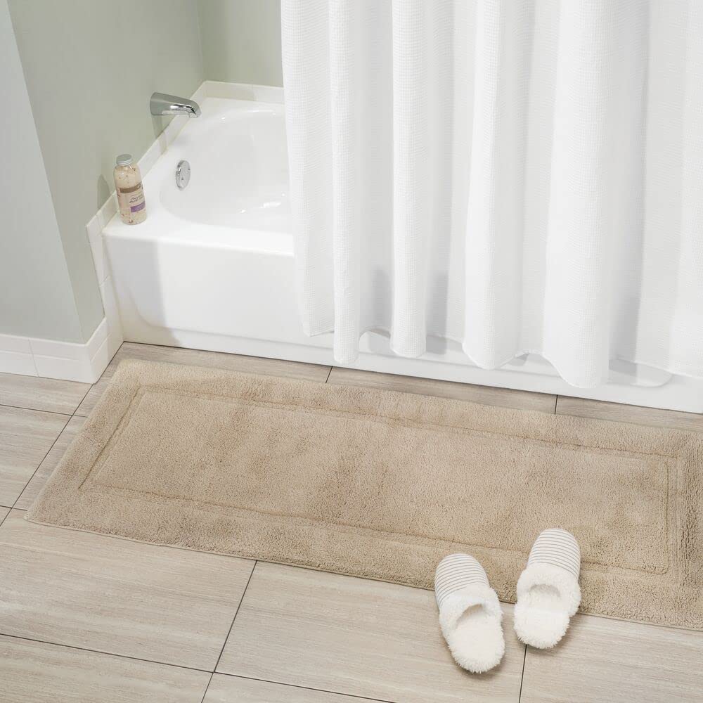 Mdesign Soft 100% Cotton Luxury Hotel-Style Rectangular Spa Mat Rug, Plush Water Absorbent, Decorative Border For Bathroom Vanit