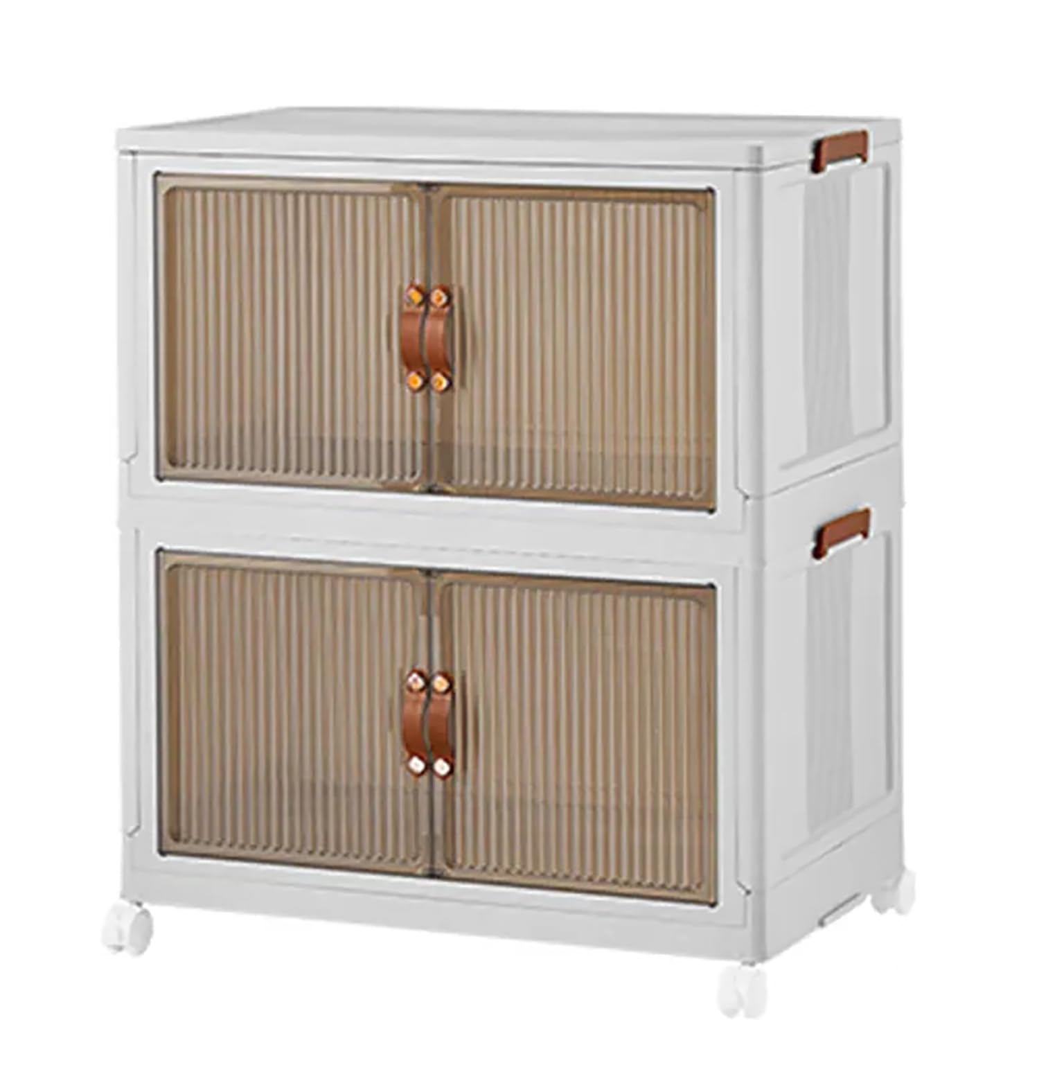 House Of Quirk Plastic Storage Bins For Closet Organizers, Folding Wheel Box, Stackable With Open Front Door, Collapsible (Pack 