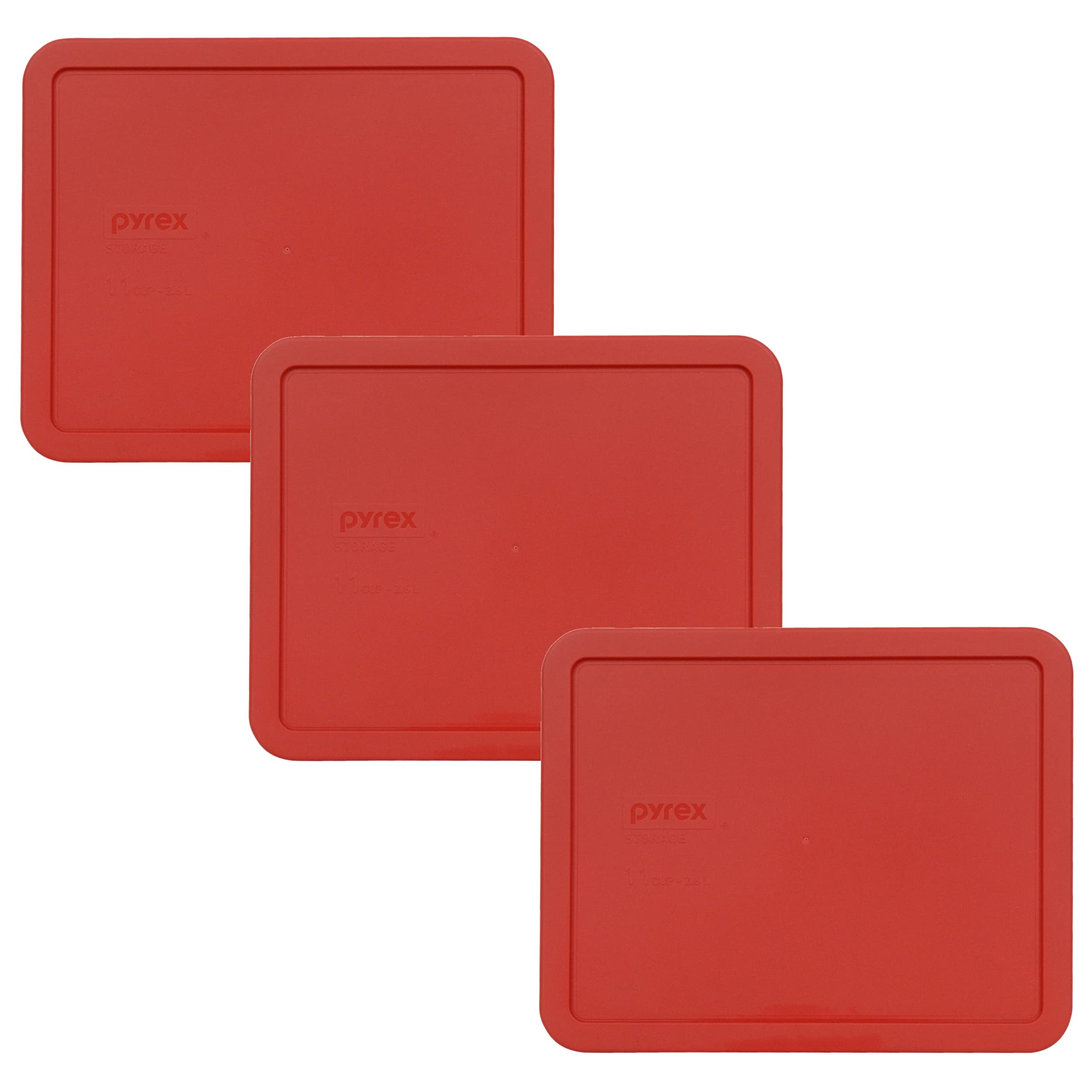 Pyrex 7212-Pc Red Plastic Food Storage Replacement Lid - 3-Pack