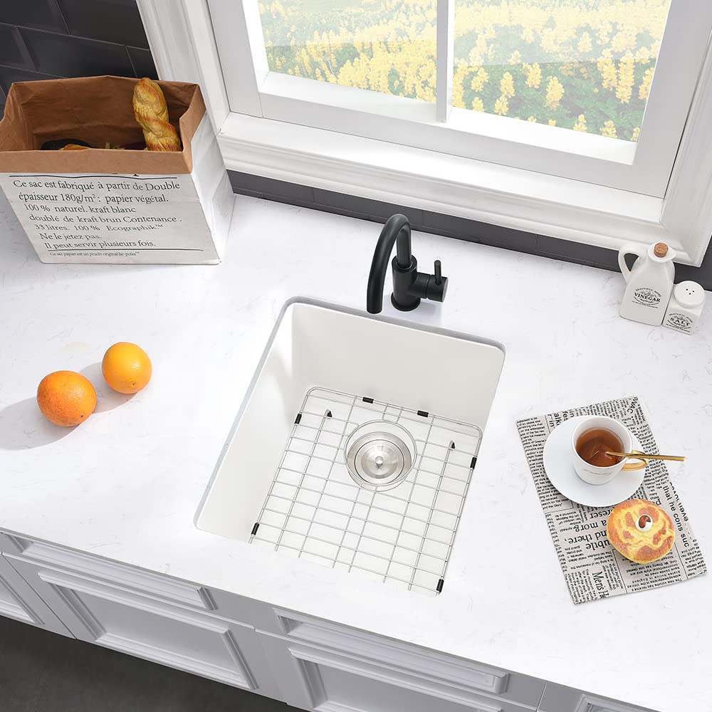 15 Inch Bar Sink Undermount Kitchen Sink - Vasoyo 15X17 Inch Bar Sink Wet Bar Prep Sink White Undermount Quartz Kitchen Sink Dua