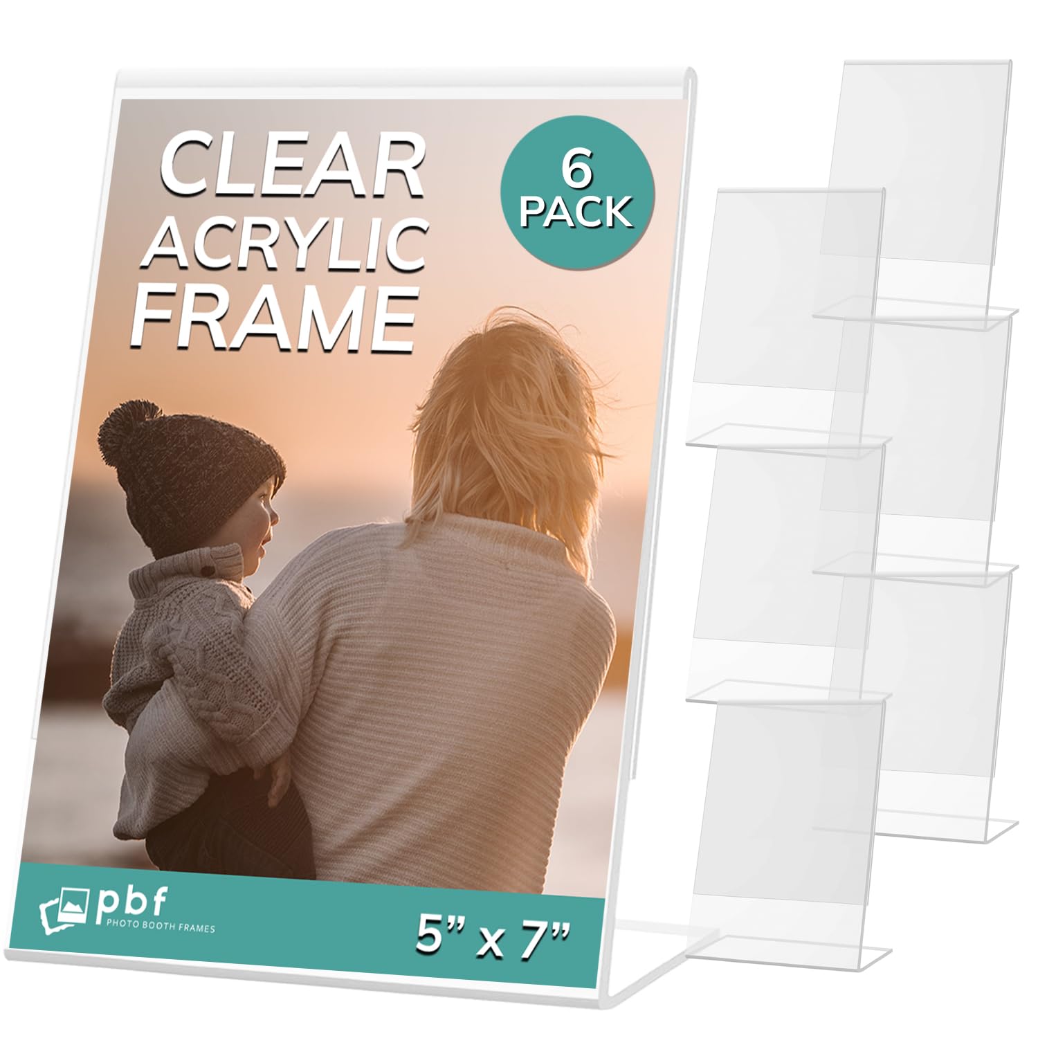 pbf 5x7 Acrylic Sign Holder | Vertical Slanted Sign Stand | Clear Picture Frame, Menu Table Top Display, Plastic Flyer Holder (6