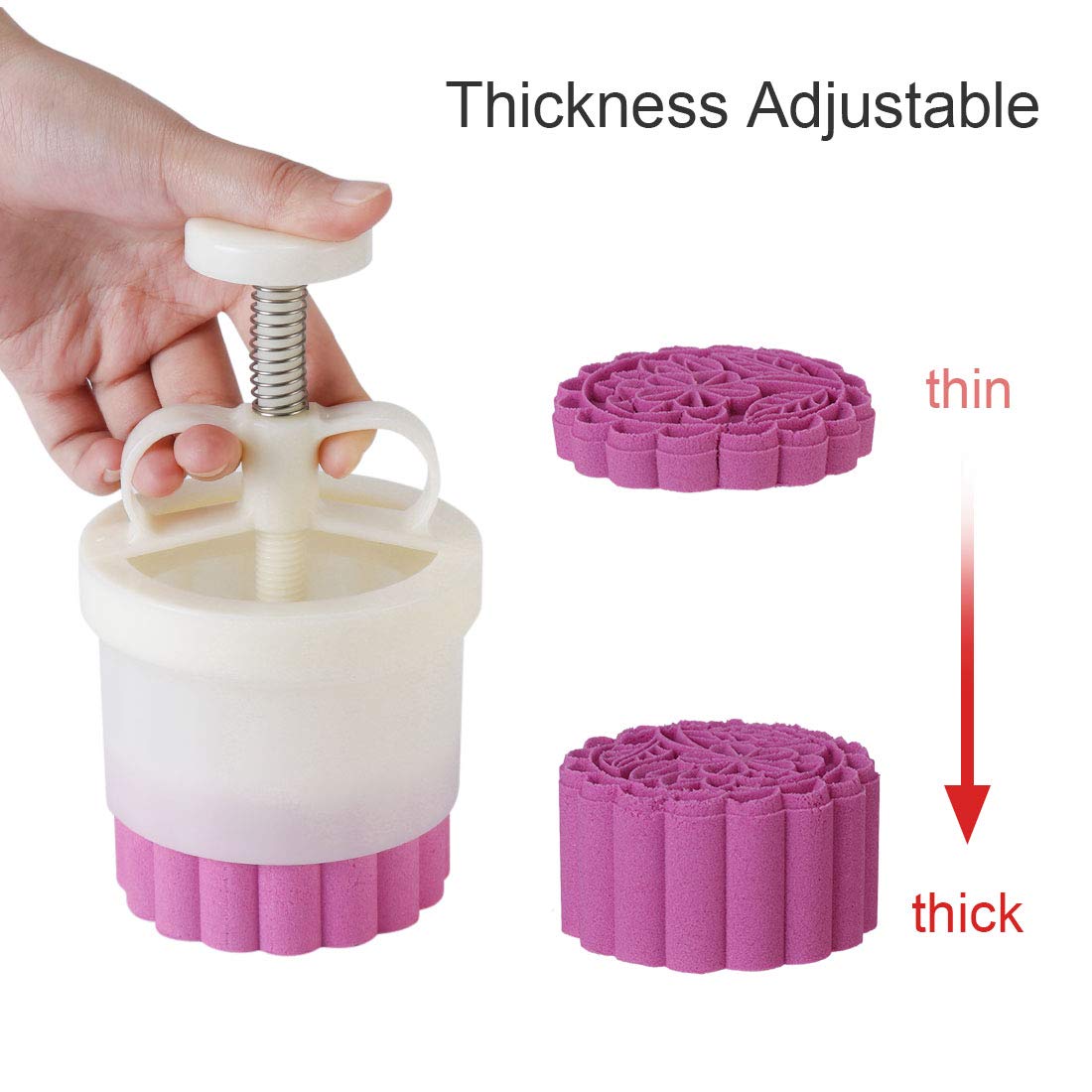 180G 5Pcs Cookie Stamps Thickness Adjustable Moon Cake Mold Set, Cookie Press Diy Decoration Hand Press Cutter Cake Dessert Mold