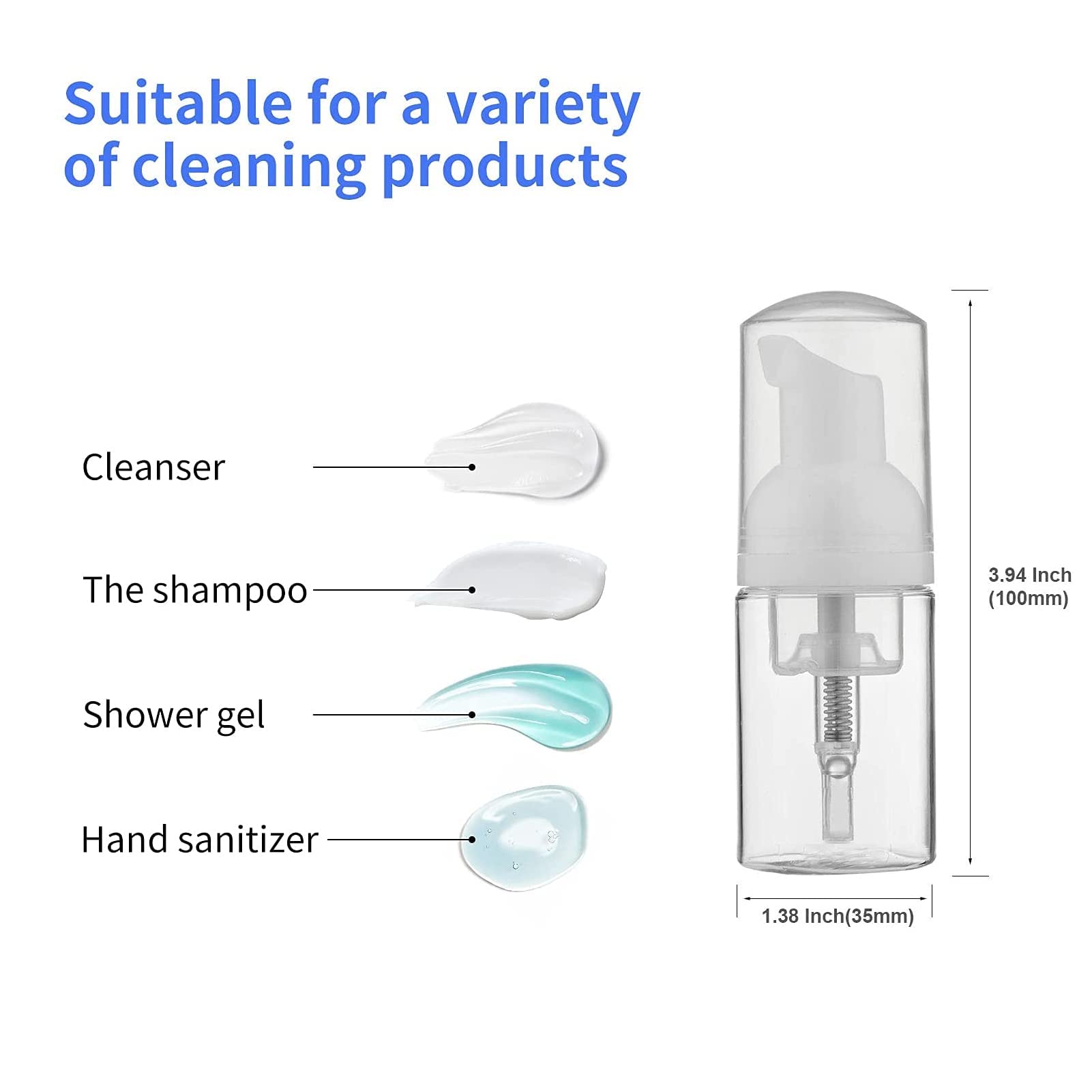 Longway 1 Oz Foam Soap Pump Bottle(15Pcs) Mini Foam Bottle Dispenser For Refillable Travel Liquid Soap,Shampoo,Lash Cleanser,Han