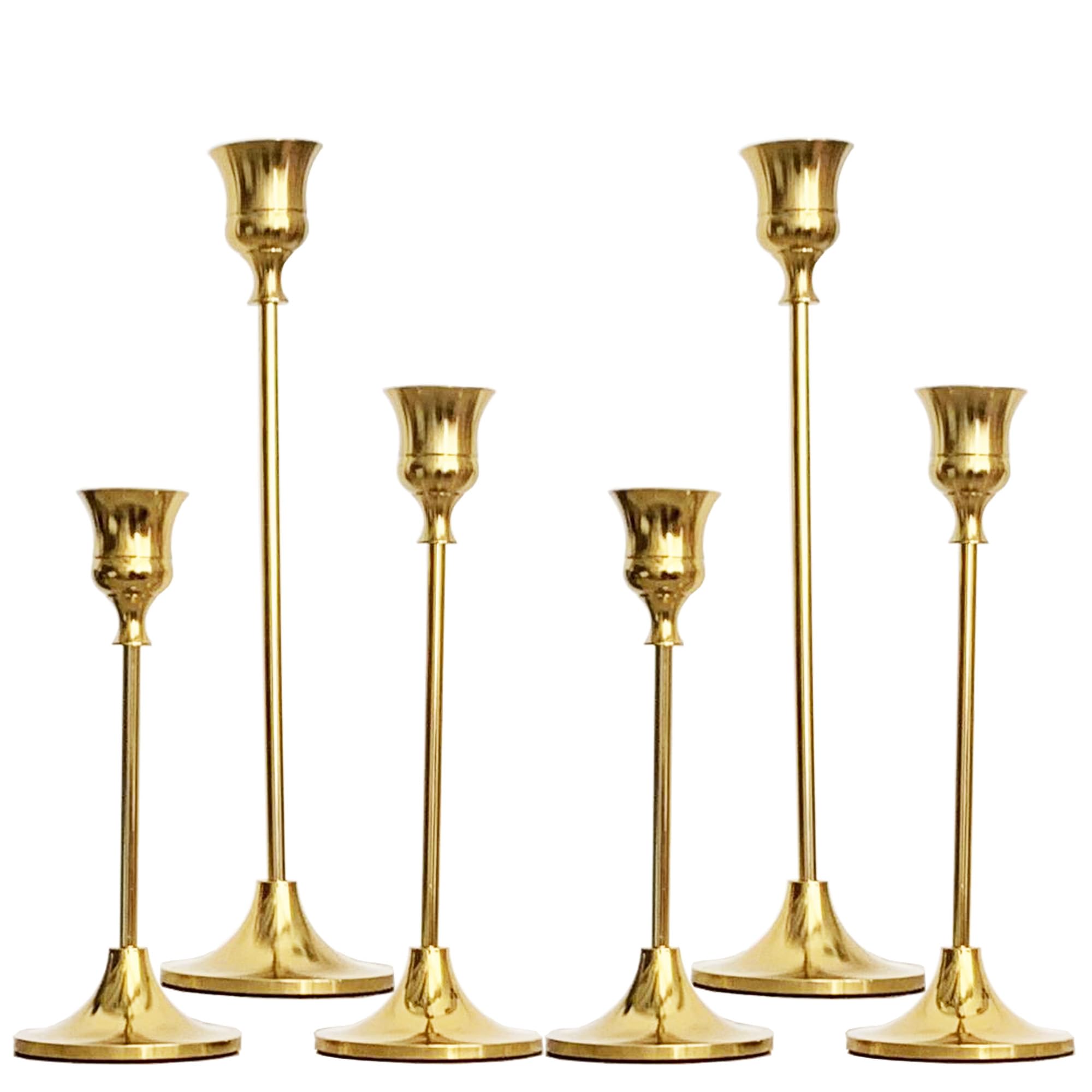 VOELIGT 6PCS Brass Candlestick Holders Gold Candle Holders Taper Candle Holders Decorative for Thanksgiving Day Christmas Dinnin