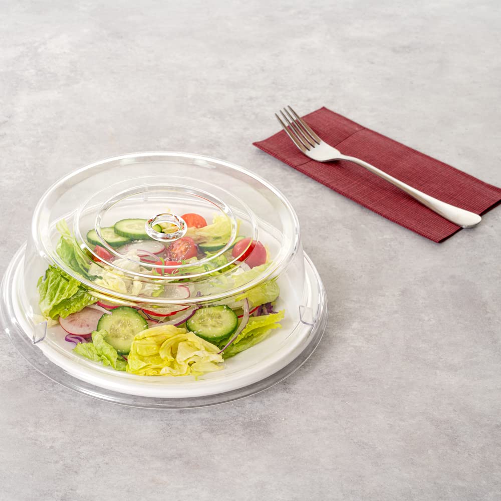 Restaurantware Cater Tek 9.4 Inch Polycarbonate Plate Cover 1 Shatterproof Dish Cover - Dishwashable For 9-Inch Plate Clear Plas