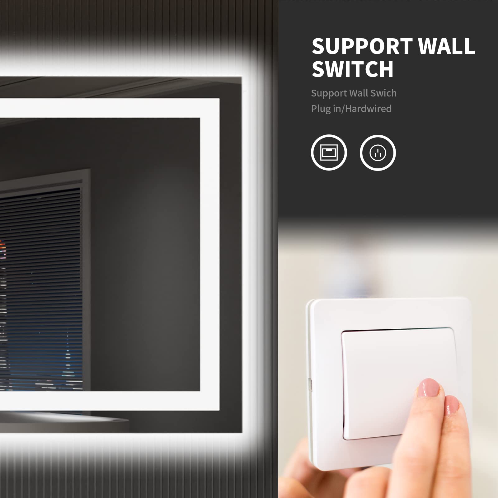 LOAAO 55X30 LED Bathroom Mirror with Lights  Anti-Fog  Dimmable  Backlit + Front Lit  Lighted Bathroom Vanity Mirror for Wall  Shatter-Proof  Memory Function  ETL Listed