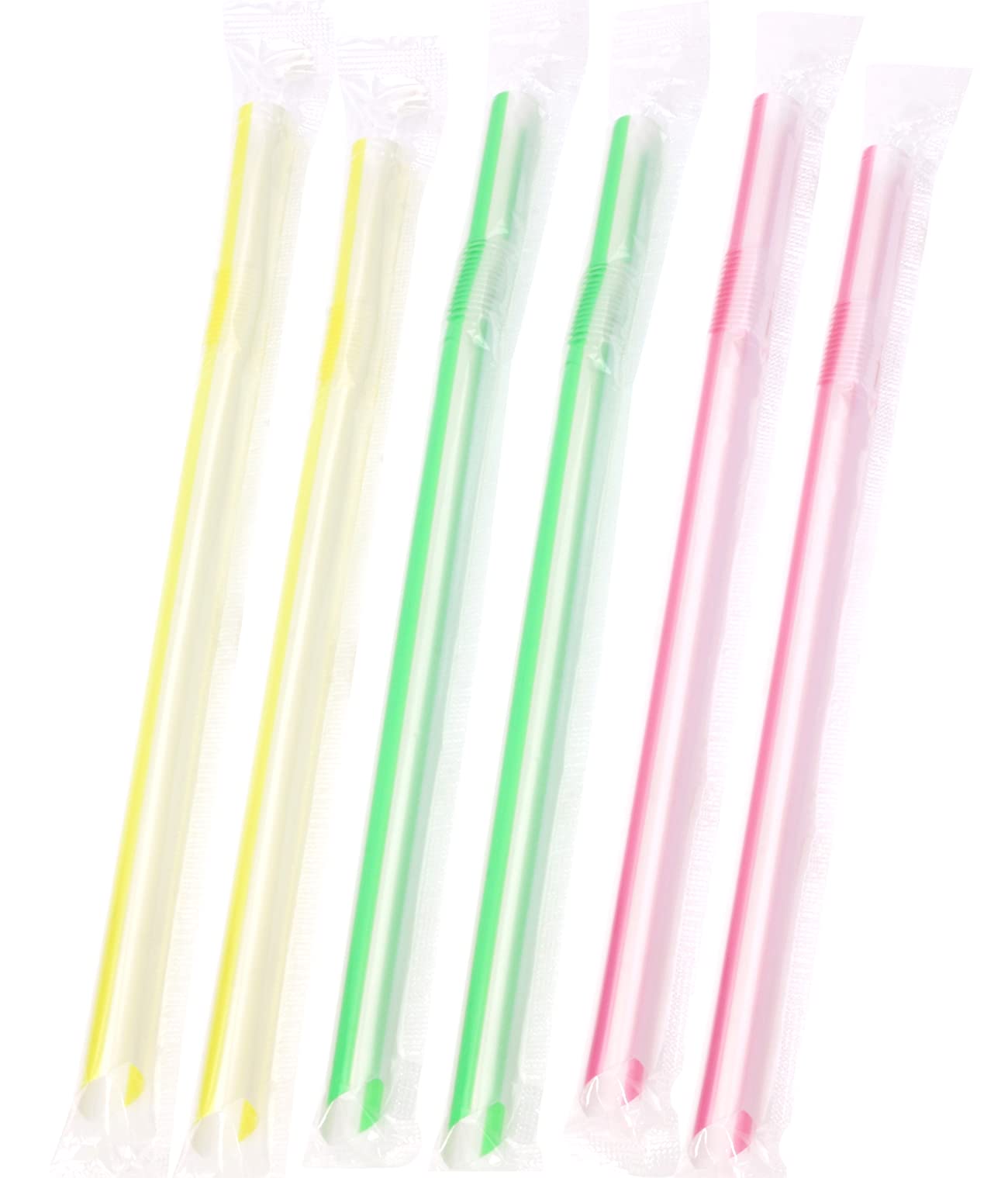 Mini Skater 100Pcs Jumbo Plastic Smoothies Straws Individually Wrapped 8 Inch Long Drinking Straws Bulk For Protein Shakes Froze