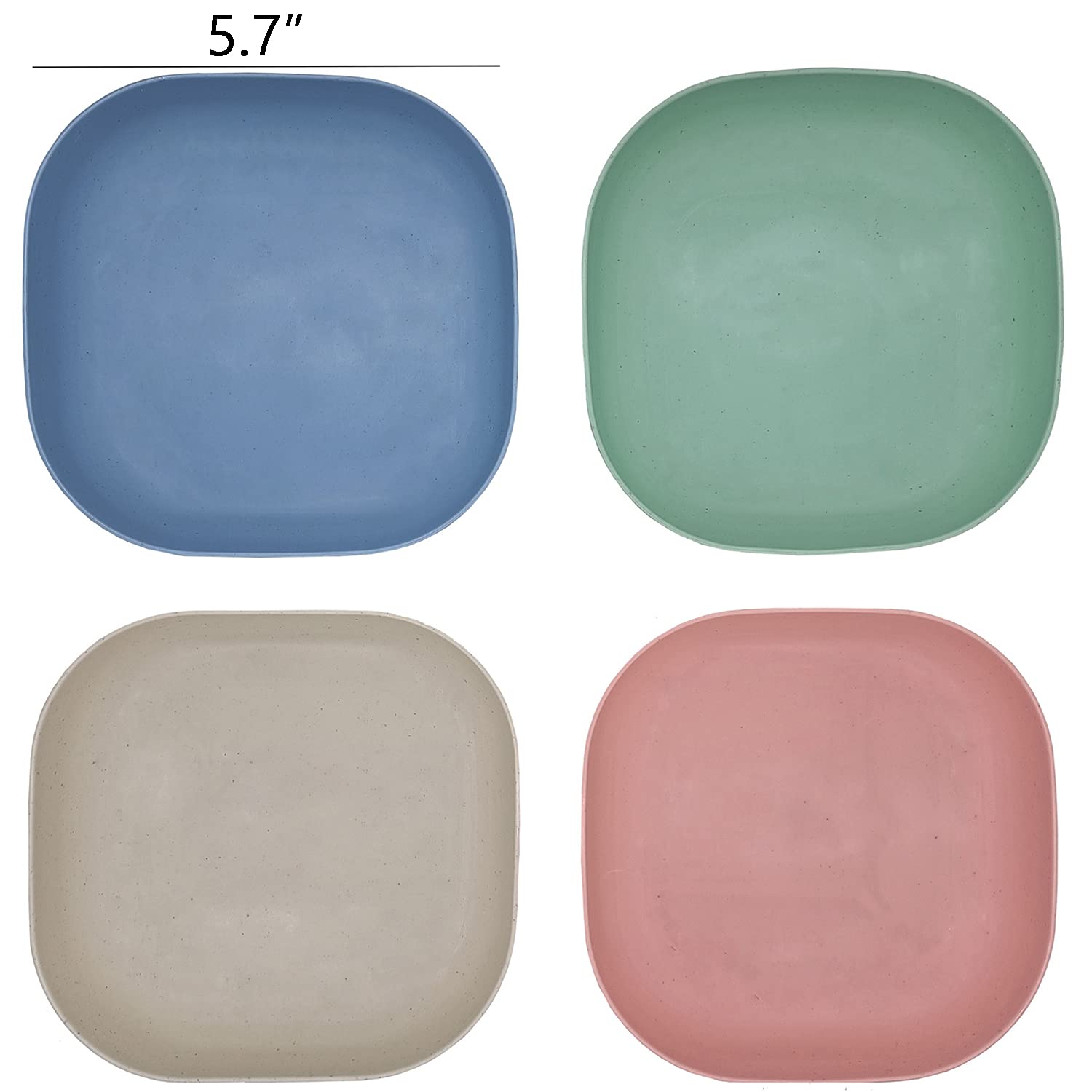 Dadamong 8Pcs Square Wheat Straw Plates Deep Dinner Dishes 5.7 Inches Unbreakable Tableware For Noodle Rice Fruit Cereal Dessert