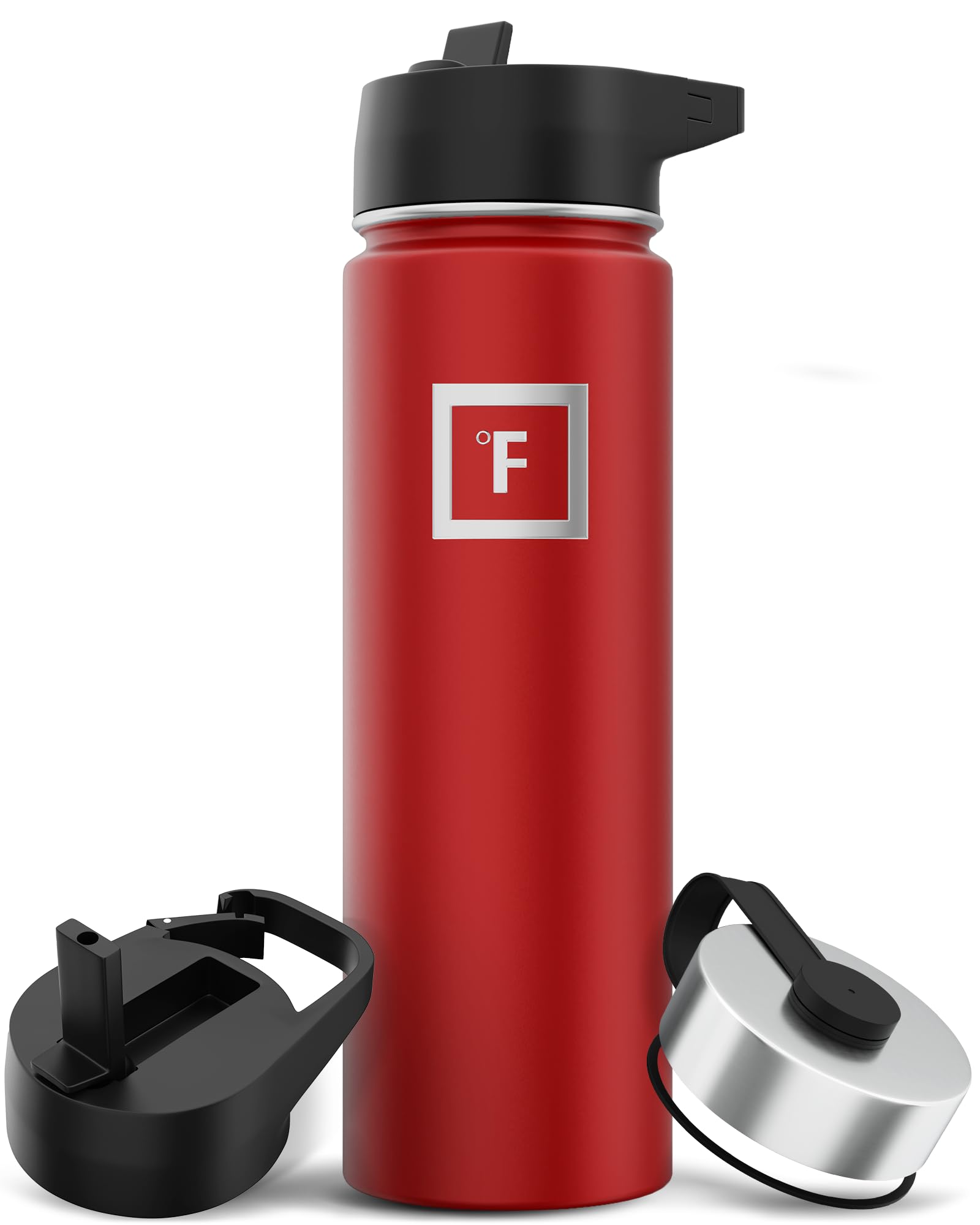Iron Flask Sports Water Bottle - 22 Oz  3 Lids (Straw Lid)  Leak Proof  Vacuum Insulated Stainless Steel  Double Walled  Thermo Mug  Metal Canteen