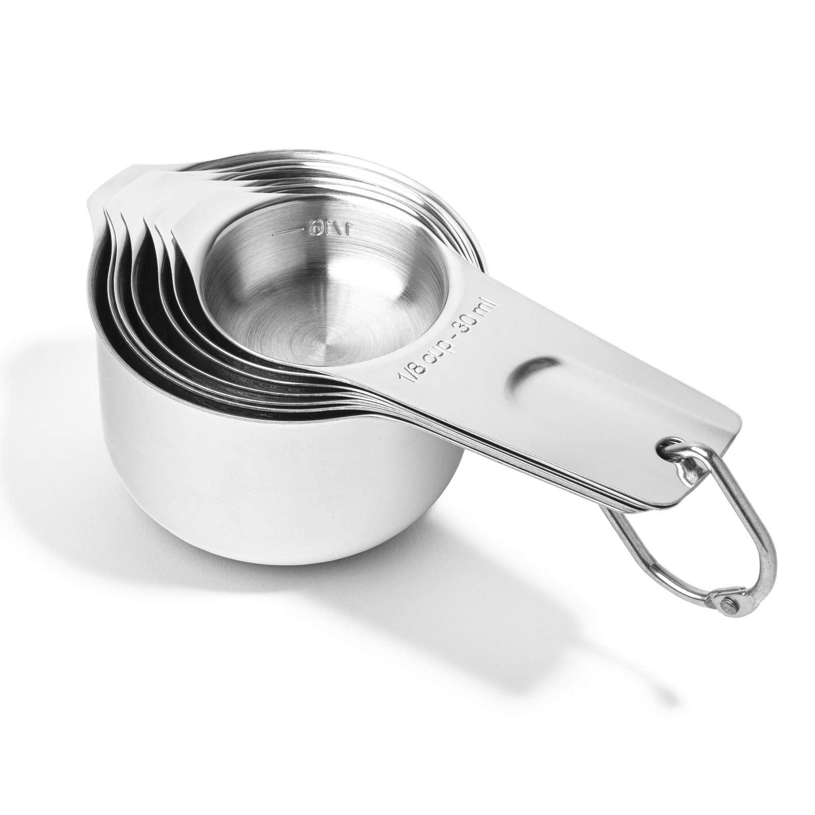 Last Confection 7Pc Stainless Steel Measuring Cup Set - Includes 1/8 Cup Coffee Scoop - Measurements For Dry And Liquid Cooking