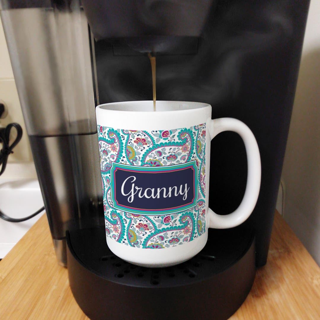 Granny Grandma Gifts Granny Paisley Mug Granny Cup 15Oz Ceramic Coffee Mug With Handle Paisley