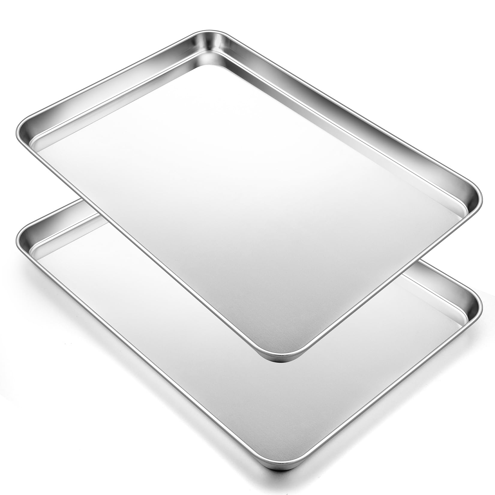 2Pcs Baking Sheet Pan Set (16Inch), Joyfair Stainless Steel Large Cookie Sheets, Commercial Metal Pans Tray Oven Bakeware For Je