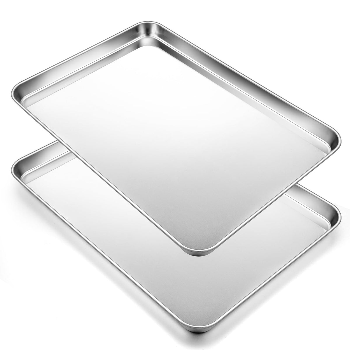 2Pcs Baking Sheet Pan Set (16Inch), Joyfair Stainless Steel Large Cookie Sheets, Commercial Metal Pans Tray Oven Bakeware For Je