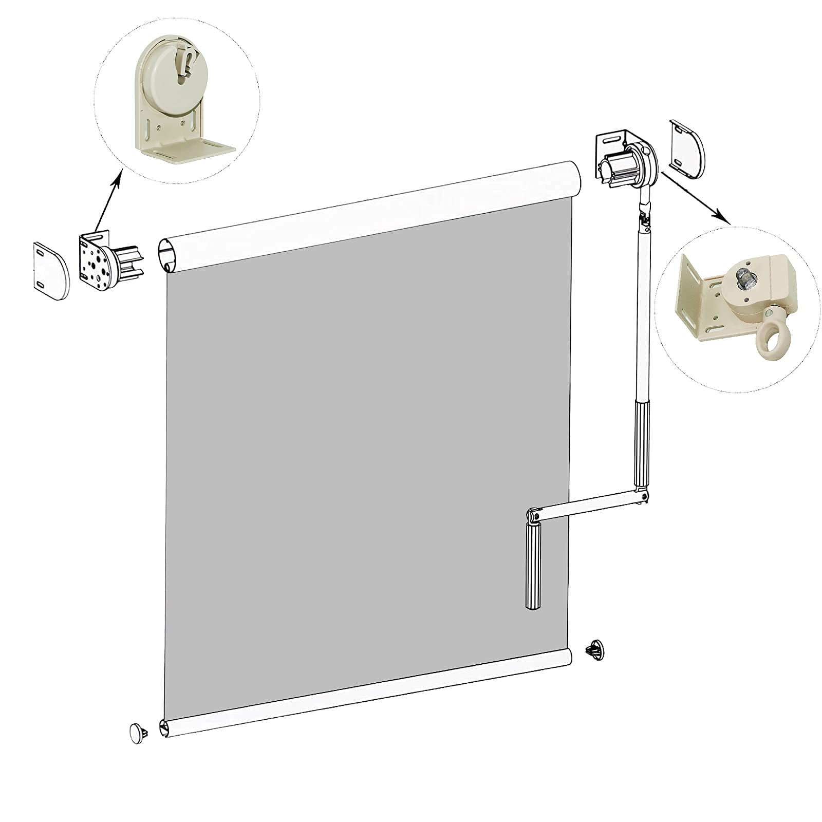 Universal Replacement Installation Accessories for Indoor/Outdoor Sunshade and Roller Blinds(Crodless Bracket)