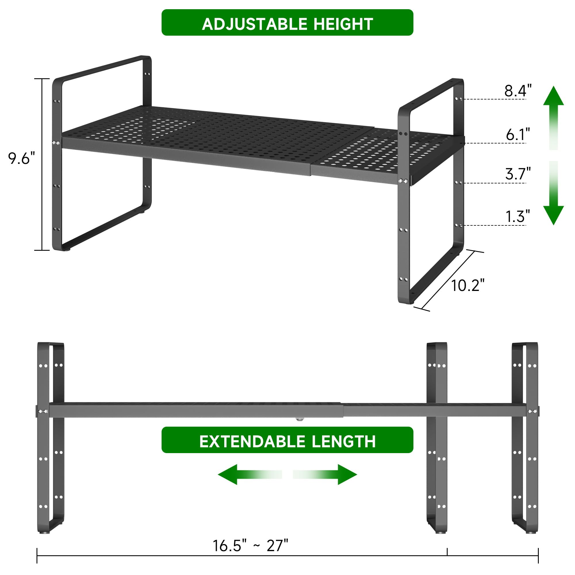 Expandable Kitchen Cabinet Shelf Organizer Rack Heavy Duty Metal Spice Rack Stackable Kitchen Counter Storage Shelf For Kitchen