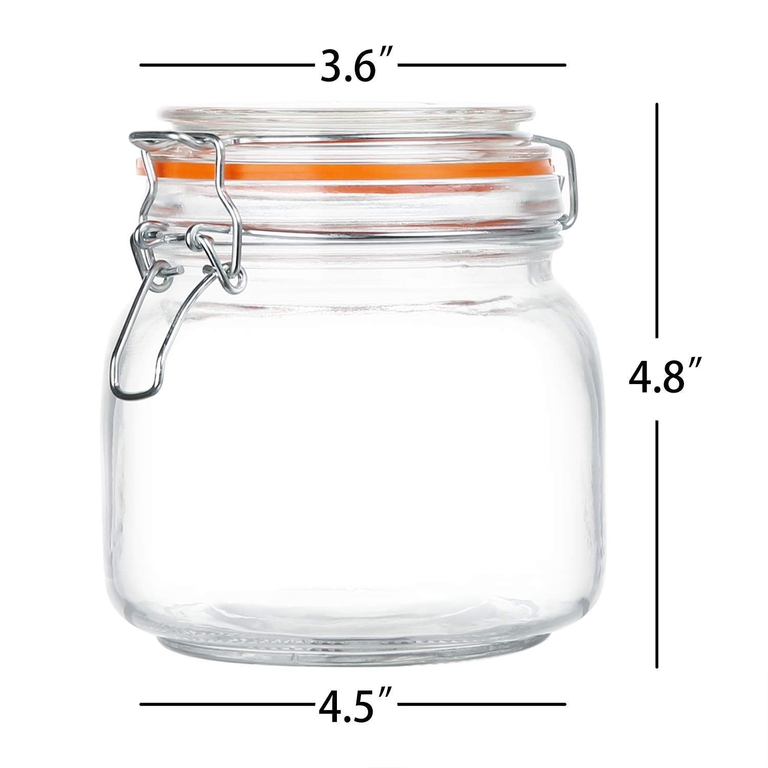 Encheng 25 Oz Glass Jars With Airtight Lids And Leak Proof Rubber Gasket,Wide Mouth Mason Jars With Hinged Lids For Kitchen Cani