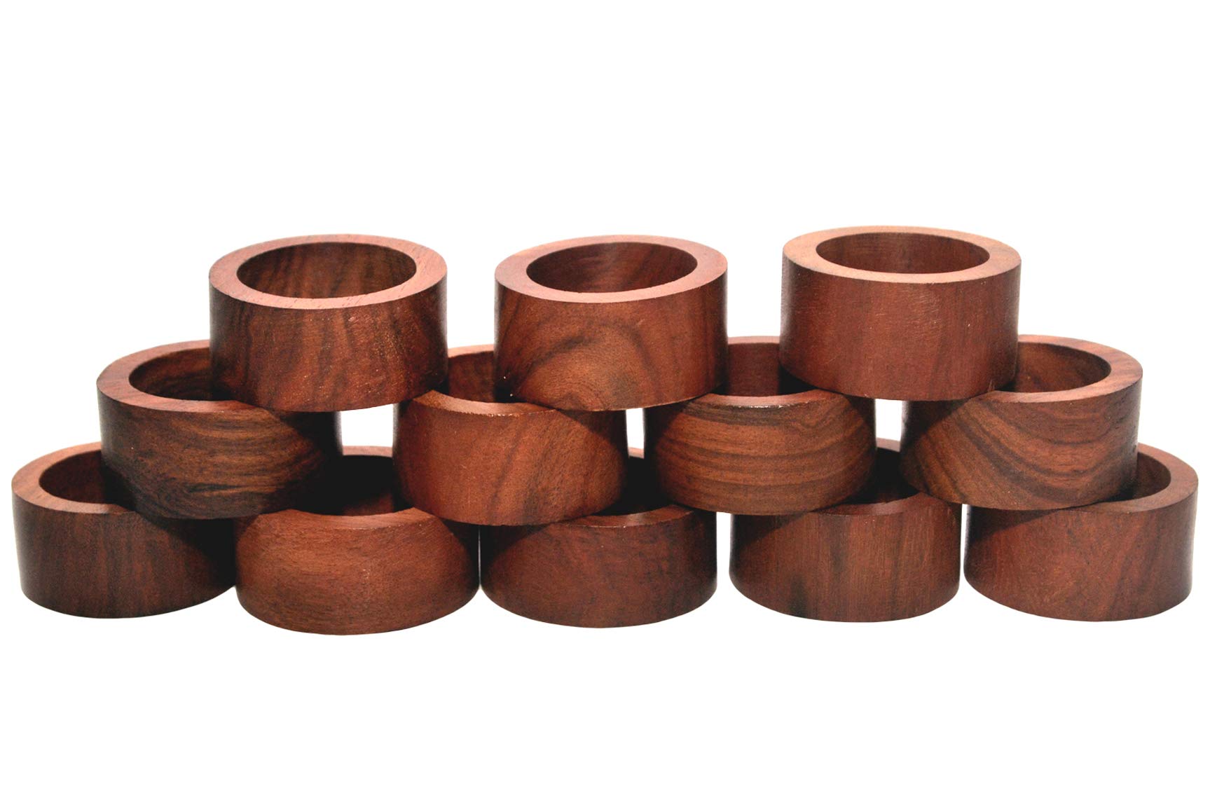 Napkin Rings Set Of 12, Wooden Napkin Rings Artisan Crafted In India, Tabletop Decor
