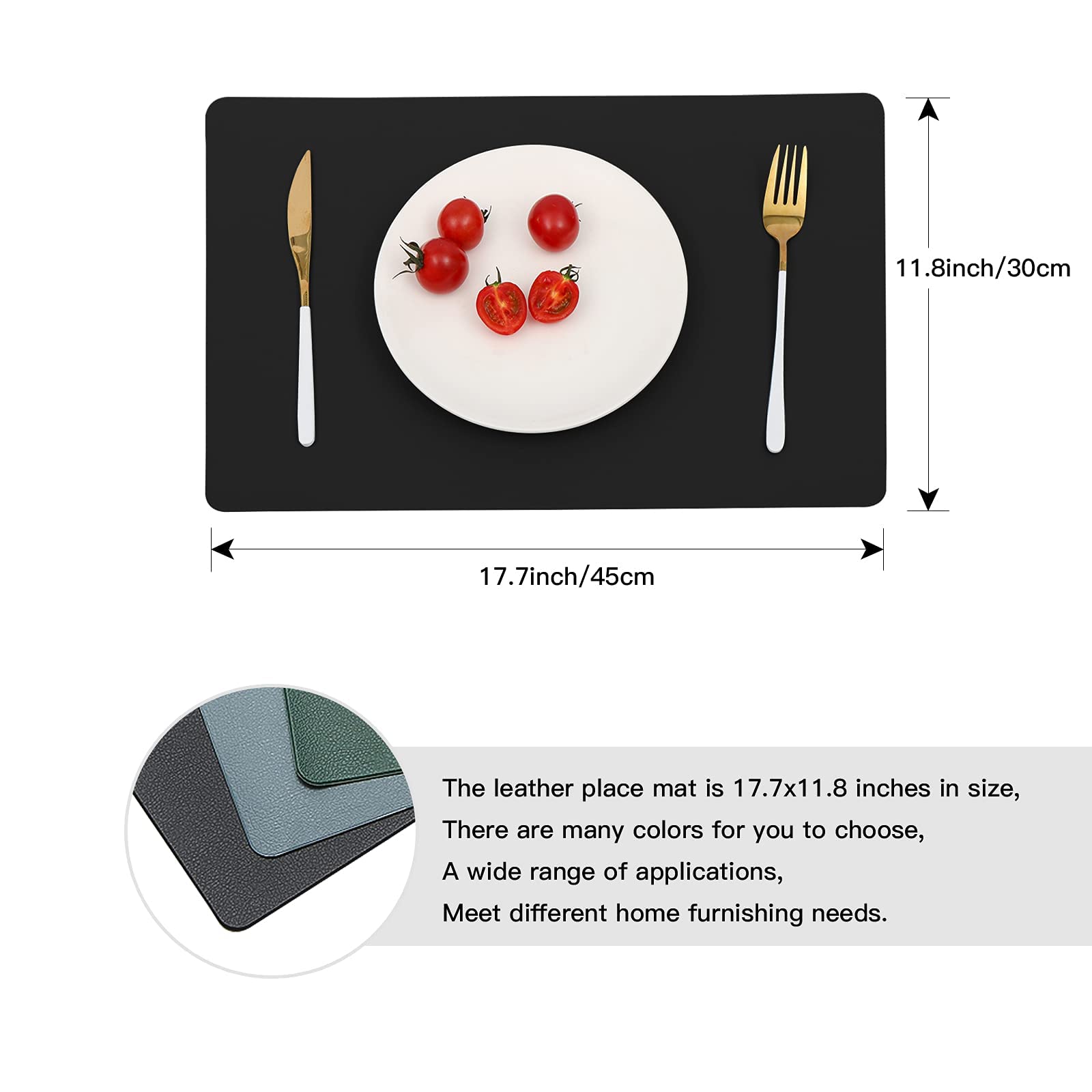 Vinjiasin Placemats For Dining Table Set Of 6 Black Leather Waterproof Heat Resistant Washable Place Mats Indoor Outdoor Kitchen