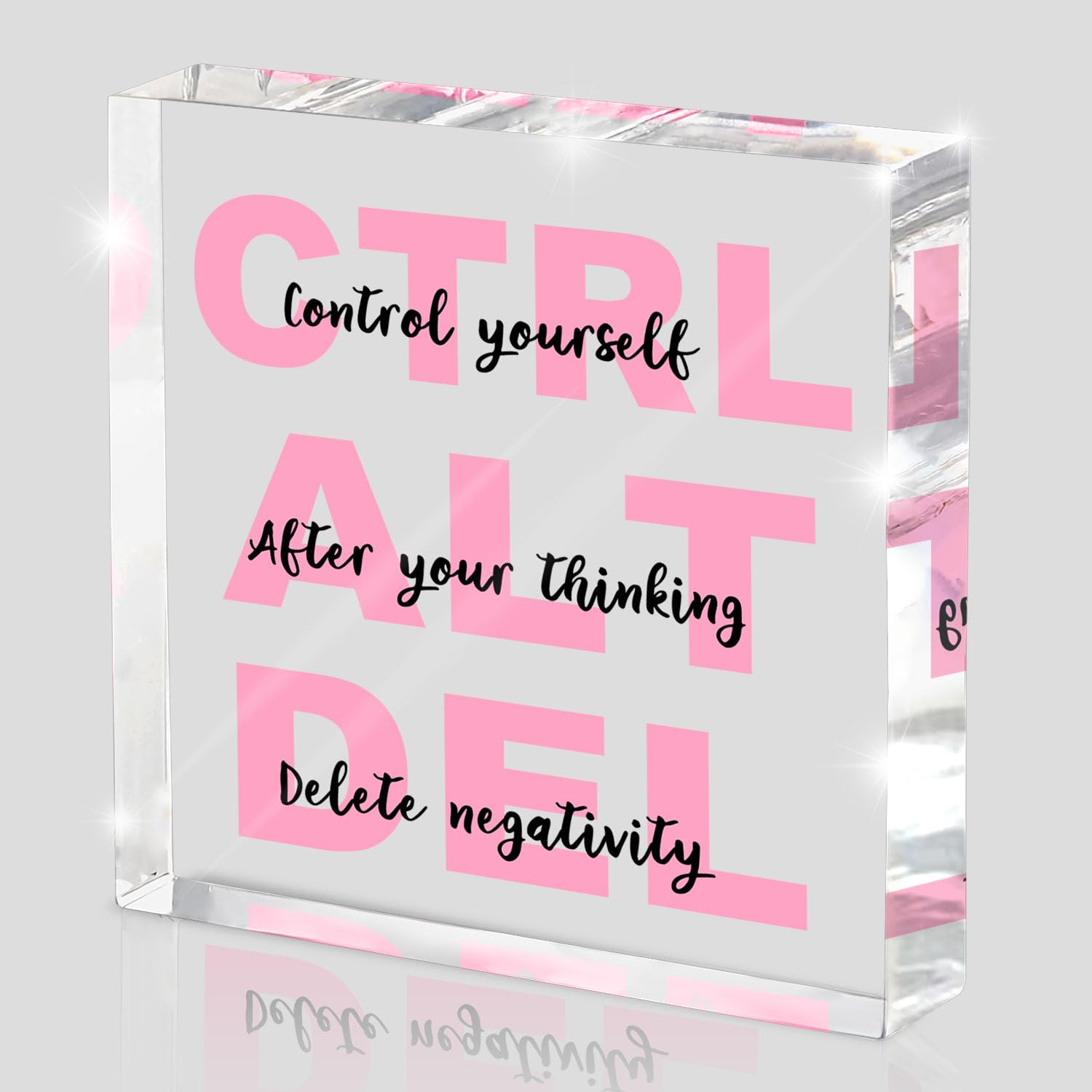 Empowerment Acrylic Sign - 4x 4 Pink Office Desk Gift for Female Employees, Team Appreciation Decor with Inspirational Quote, Co