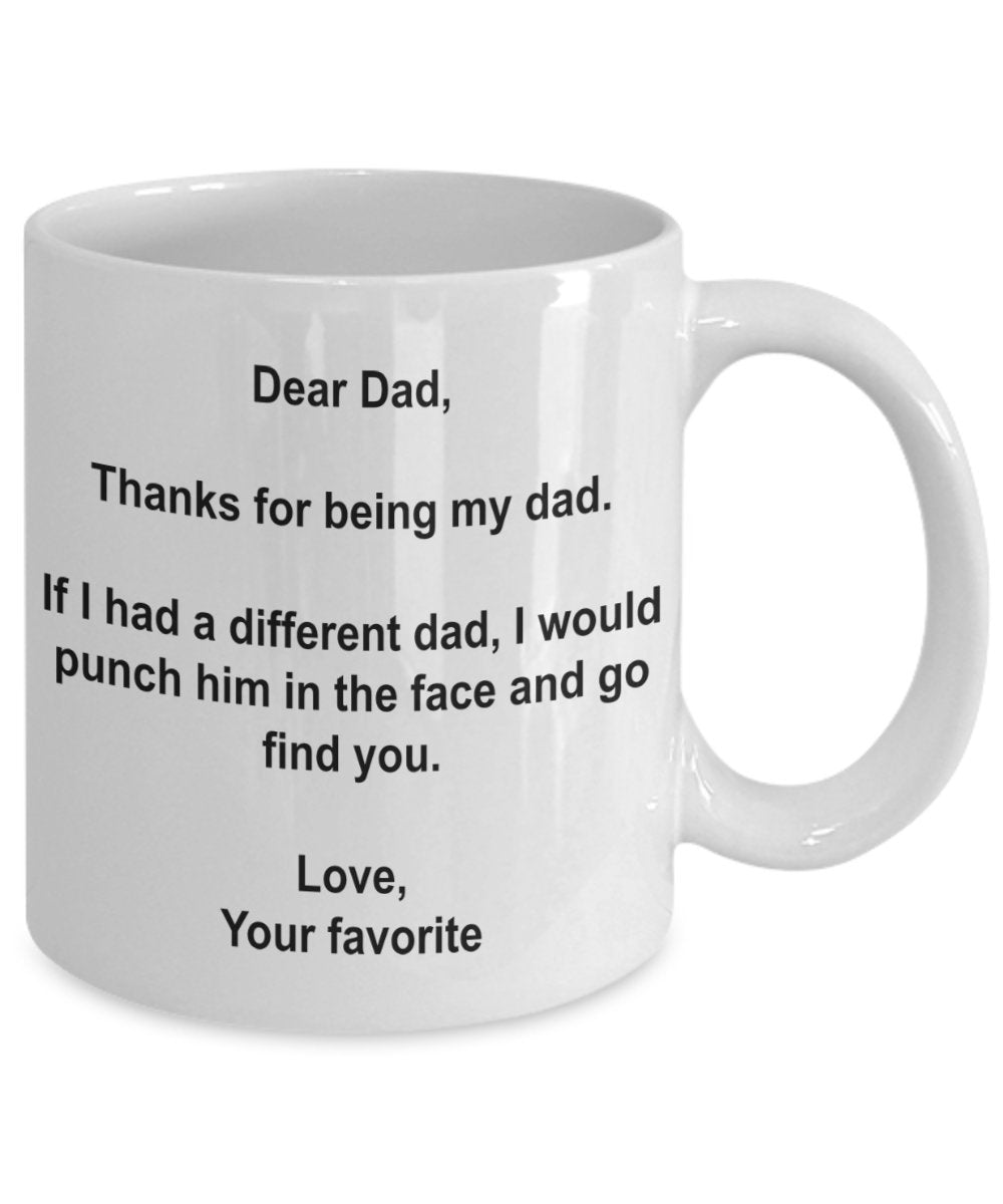 SpreadPassion Funny Father's Day Gifts, Dear Dad Mug, Gift for Dad from favorite Child, Dad gift Idea, Dad birthday Christmas fa