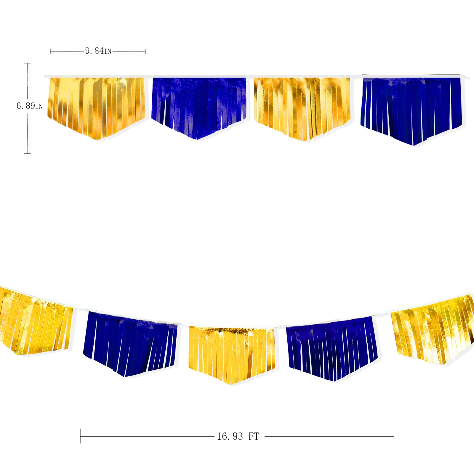Royal Blue Gold Tassel Banner Metallic Fabric Pennant Bunting Flag For Graduation Retirement Bachelorette Birthday Engagement We