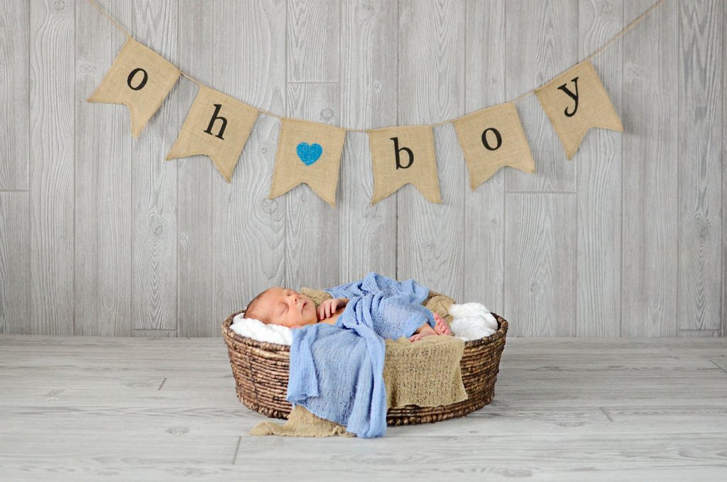 Oh Boy Burlap Banner - Baby Shower Decorations For Boy - Gender Reveal Party