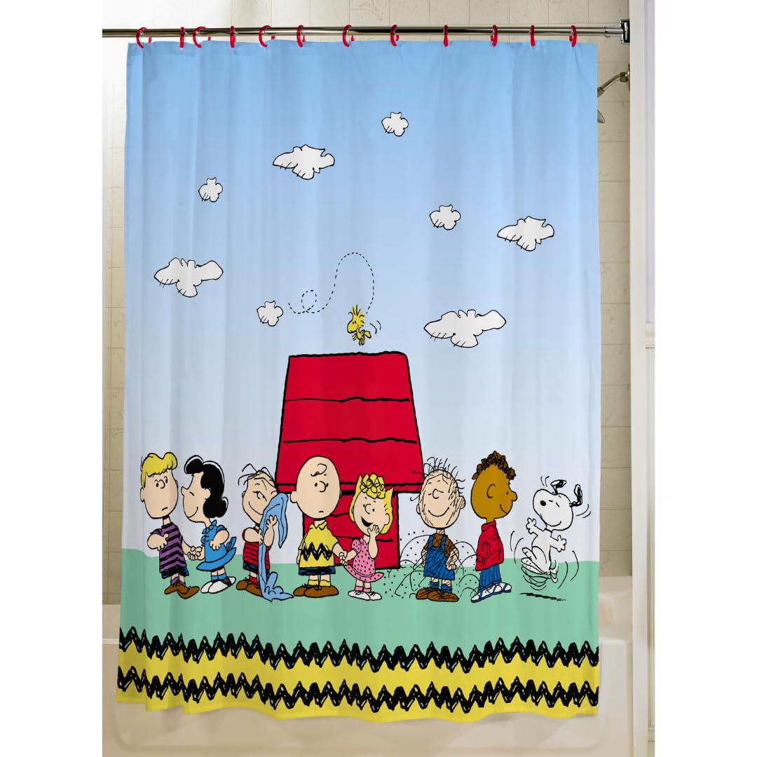Franco Peanuts Shower Curtain Set, 72"x72", 100% Polyester, Model HS3138, 13 Pieces, Officially Licensed