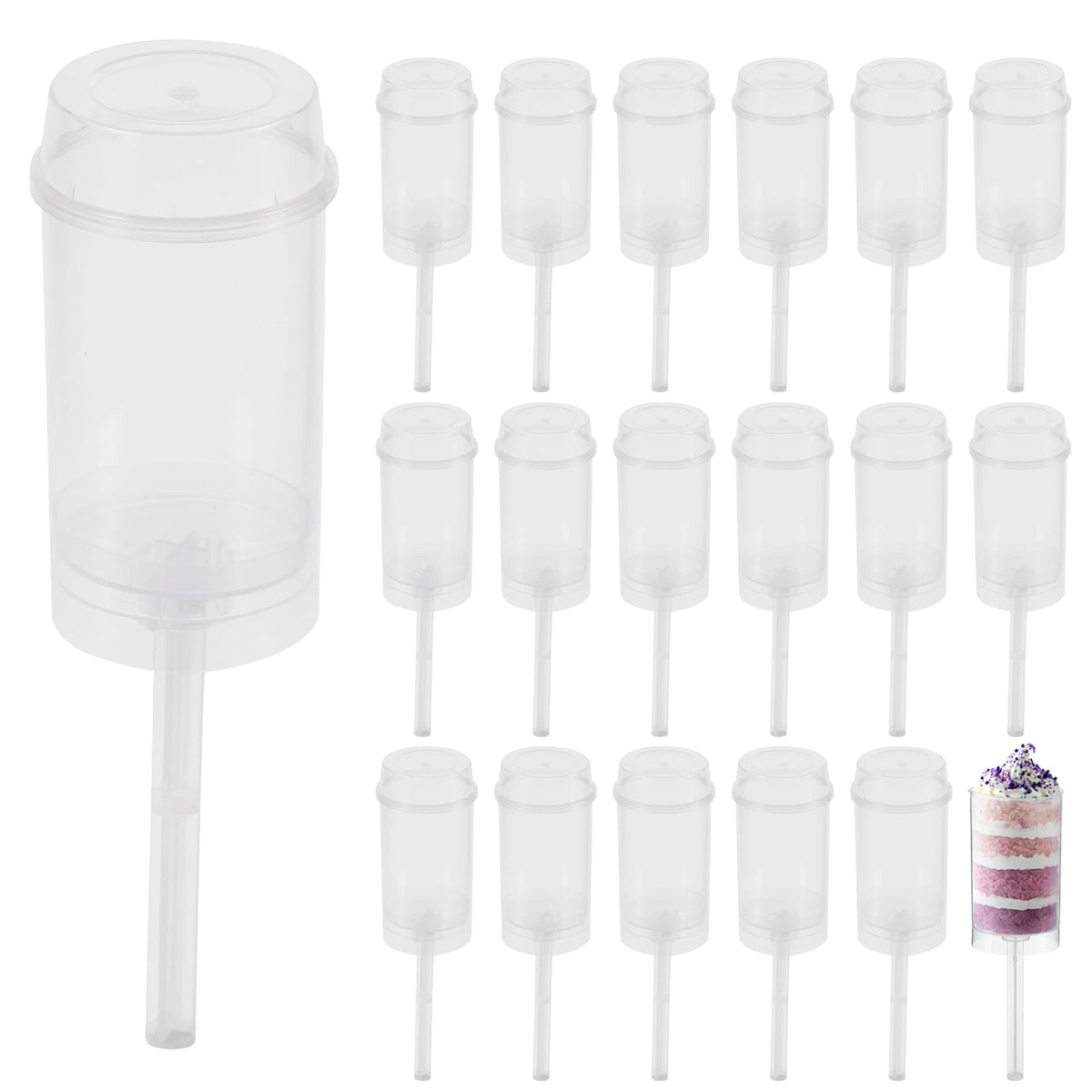 30Pack Cake Push Pop Containers, Cake Pop Shooter, Round Plastic Jelly Ice Cream Cake Push-Up Containers With Lids For Wedding B