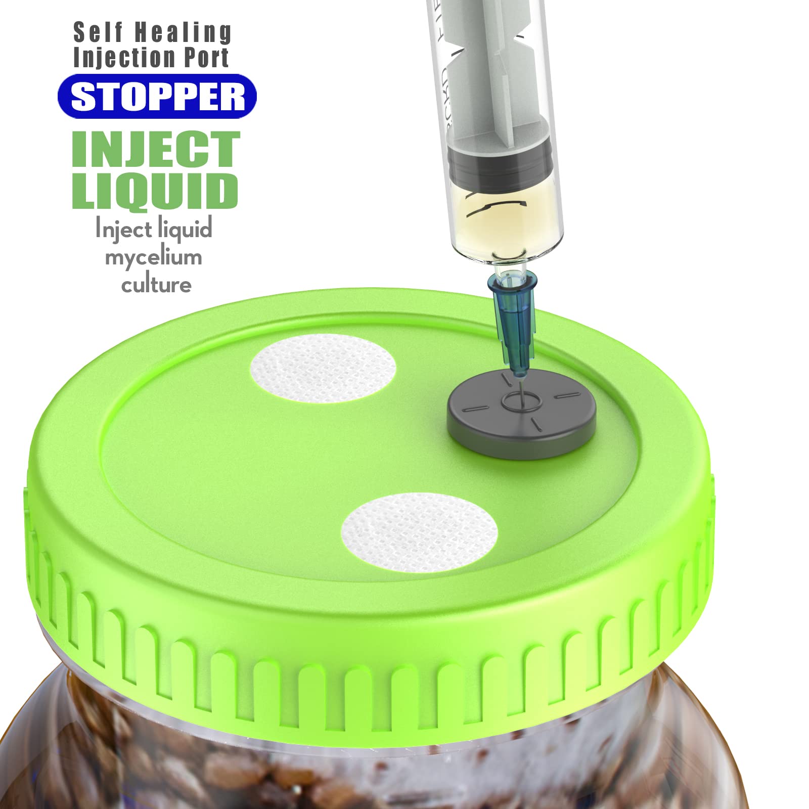 6Pcs Wide Mouth Liquid Culture Lid Food Grade Plastic Fermentation Mason Jar Lid With 0.22Um Ptfe Synthetic Filter Paper Sticker