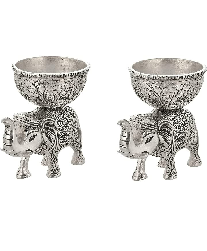 LABHCART Brass Elephant Urli Bowl Ethnic Design Uruli Pot for Home Decor Floating Flowers Candle Lamps Temple