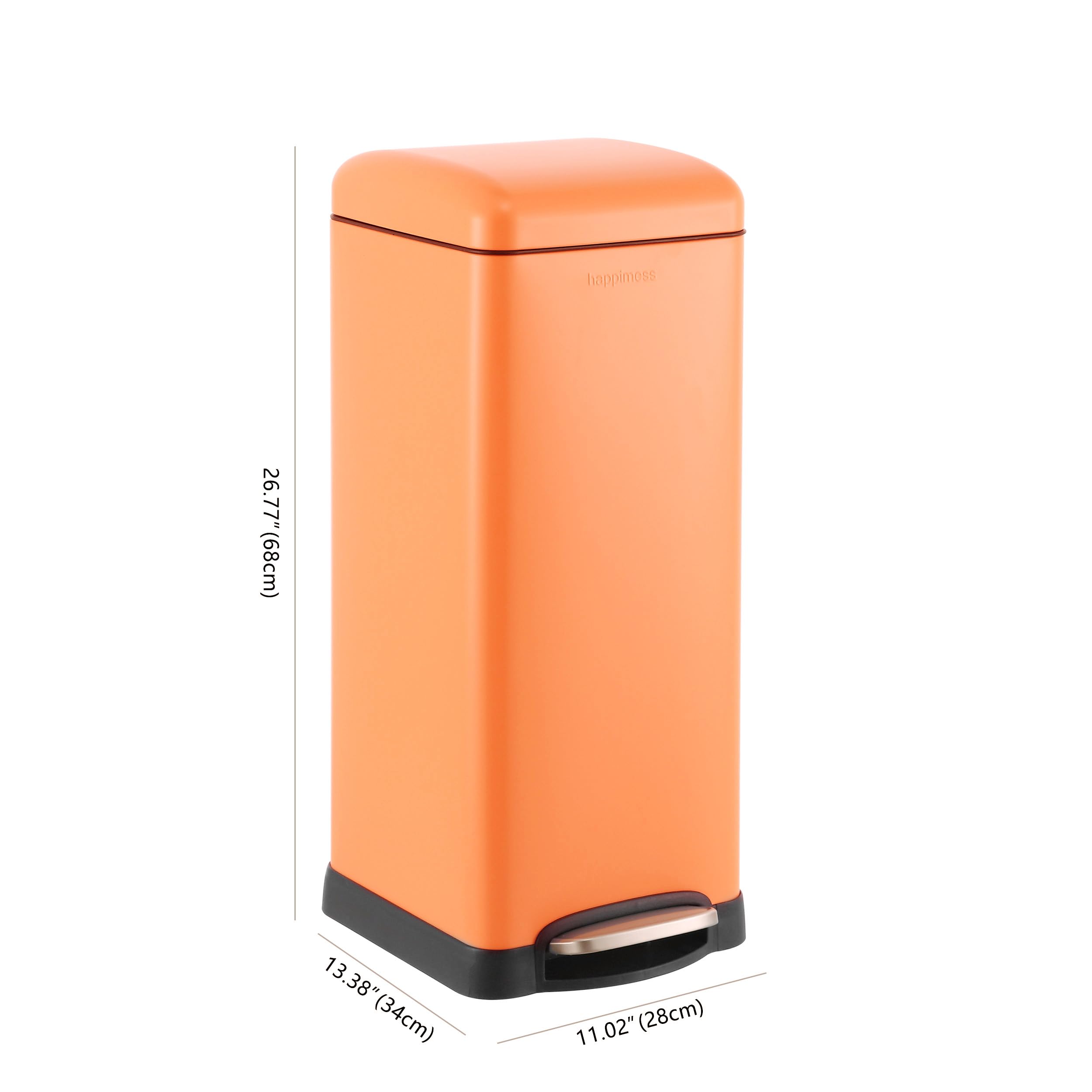 Happimess Hpm1007G Betty Retro 8-Gallon Step-Open Trash Can, Fingerprint Resistant, Modern, Minimalistic For Home, Kitchen, Laun